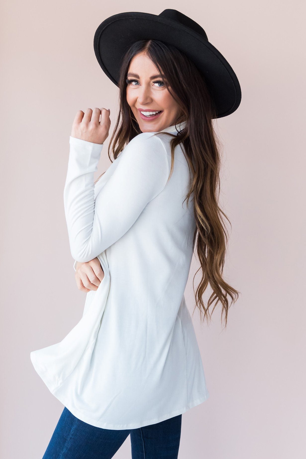 Beautiful Views Modest Polo Neck Top Tops vendor-unknown