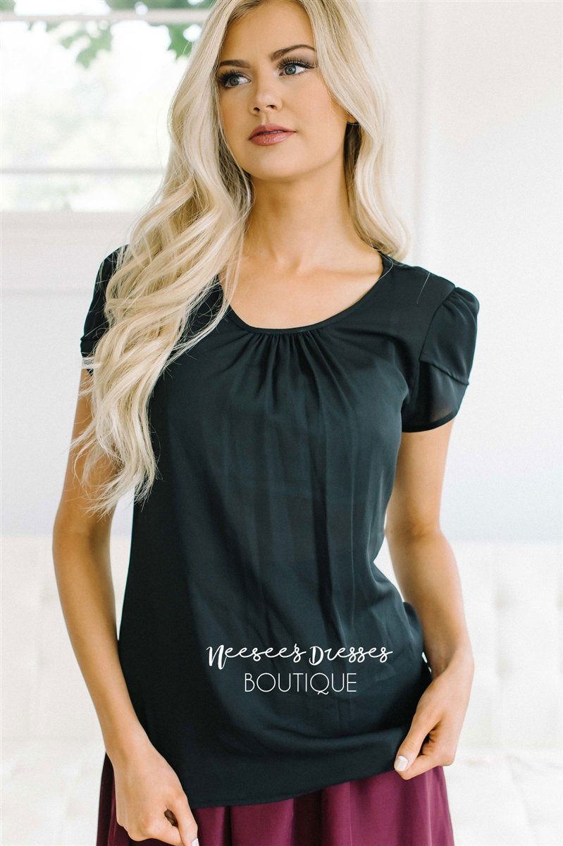 Black Chiffon Top Tops vendor-unknown