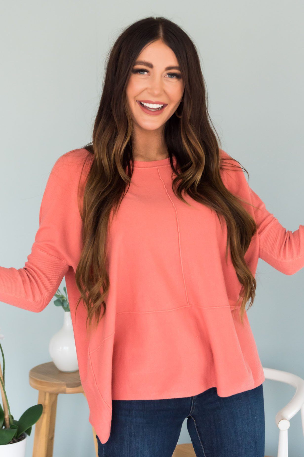 Crazy About You Modest Sweater Tops vendor-unknown