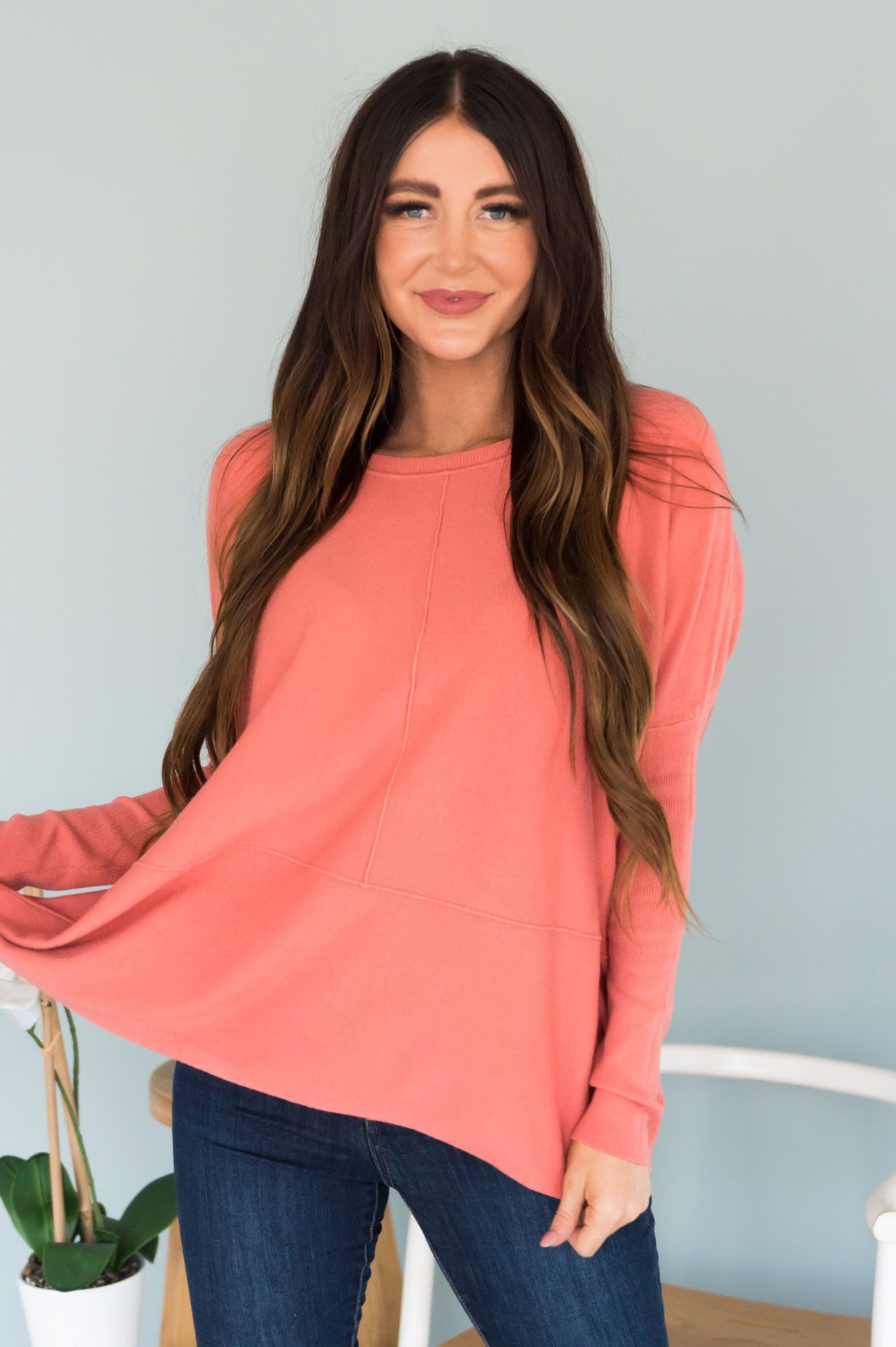 Crazy About You Modest Sweater Tops vendor-unknown