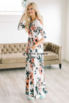 Ivory Watercolor Floral Maxi Dress New Year SALE vendor-unknown Ivory S