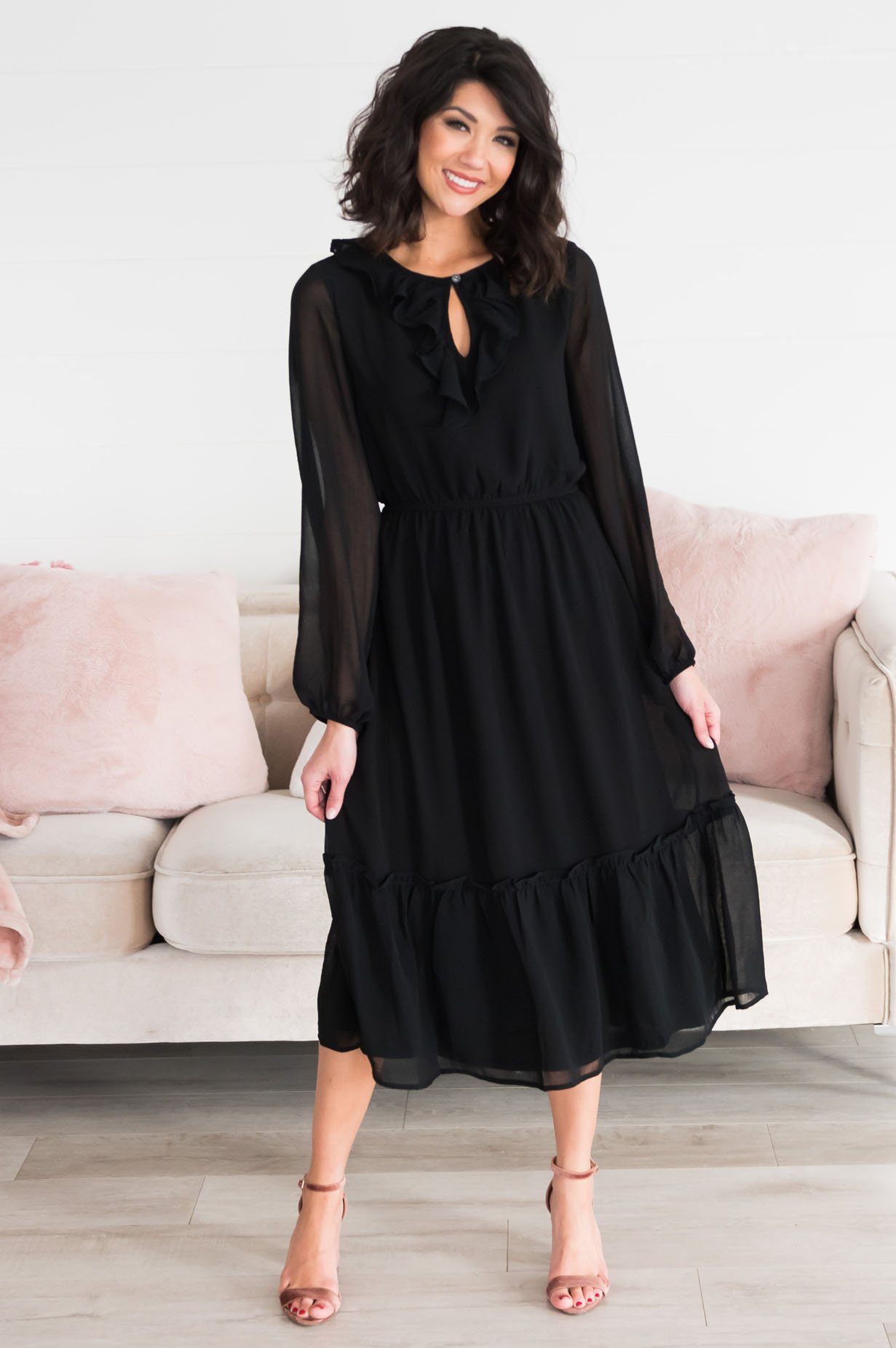 The Faith Modest Ruffle Dress Modest Dresses vendor-unknown