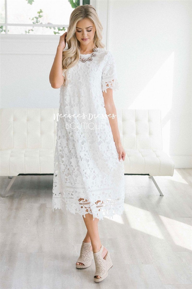 The Brooklynn - Nursing Friendly Modest Dresses vendor-unknown White S