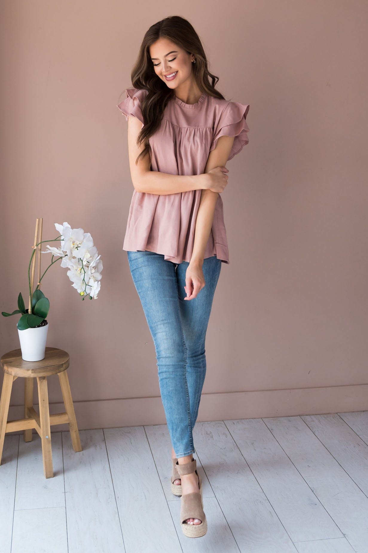 He Has Risen Modest Peplum Blouse Tops vendor-unknown