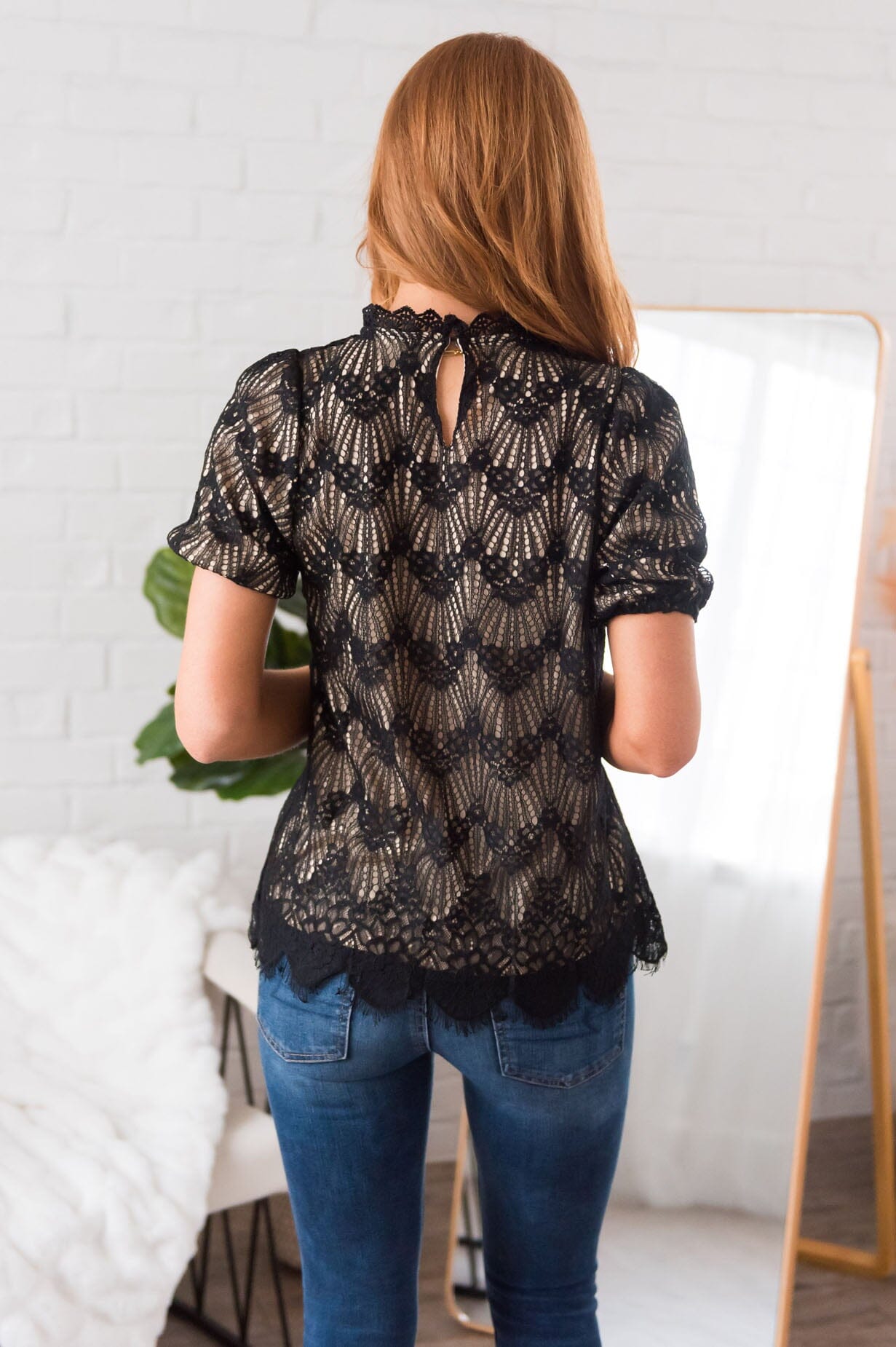 Lovely Elegance Modest Lace Blouse Tops vendor-unknown