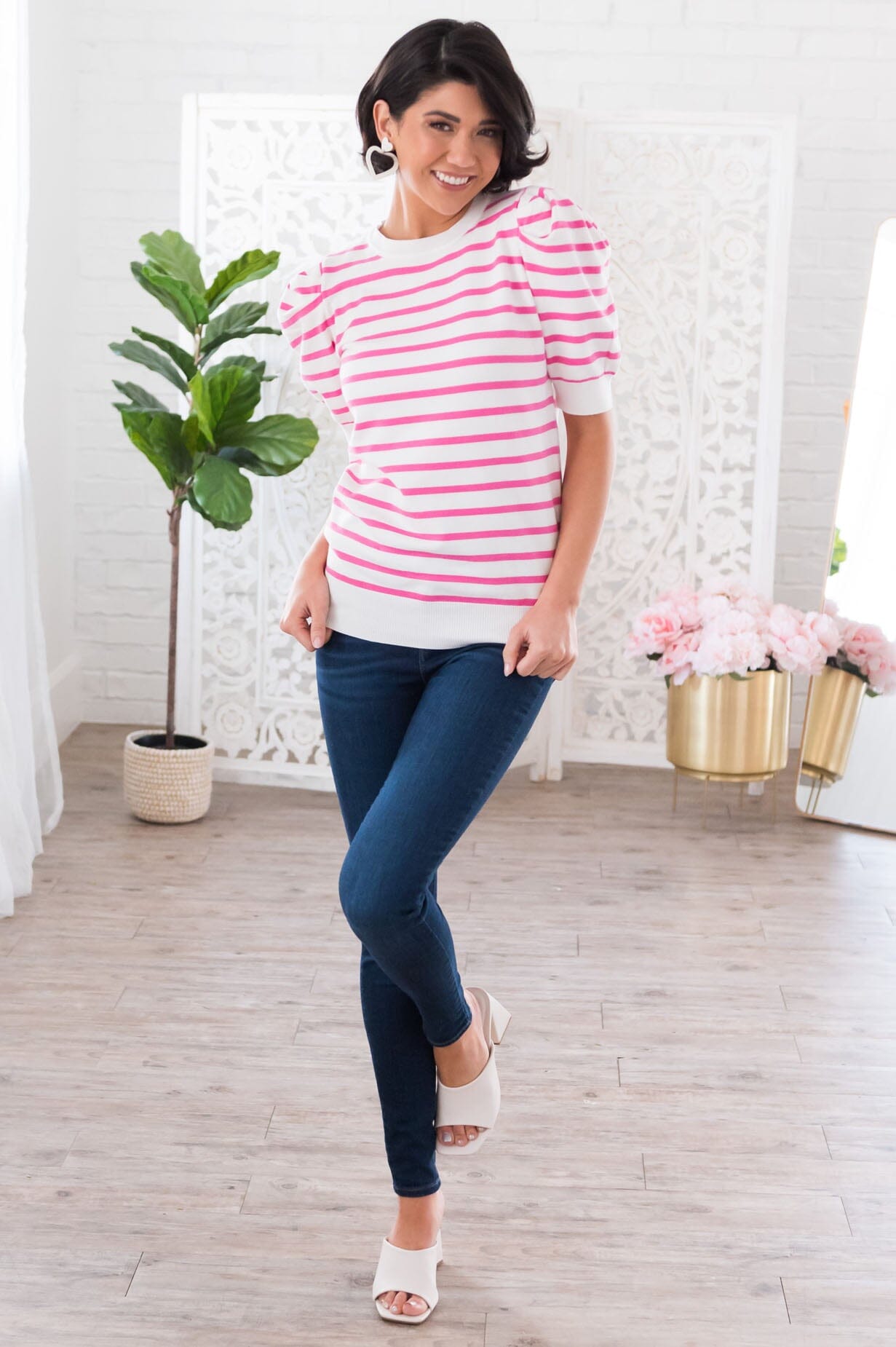 Match At First Sight Modest Puff Sleeve Sweater Modest Dresses vendor-unknown