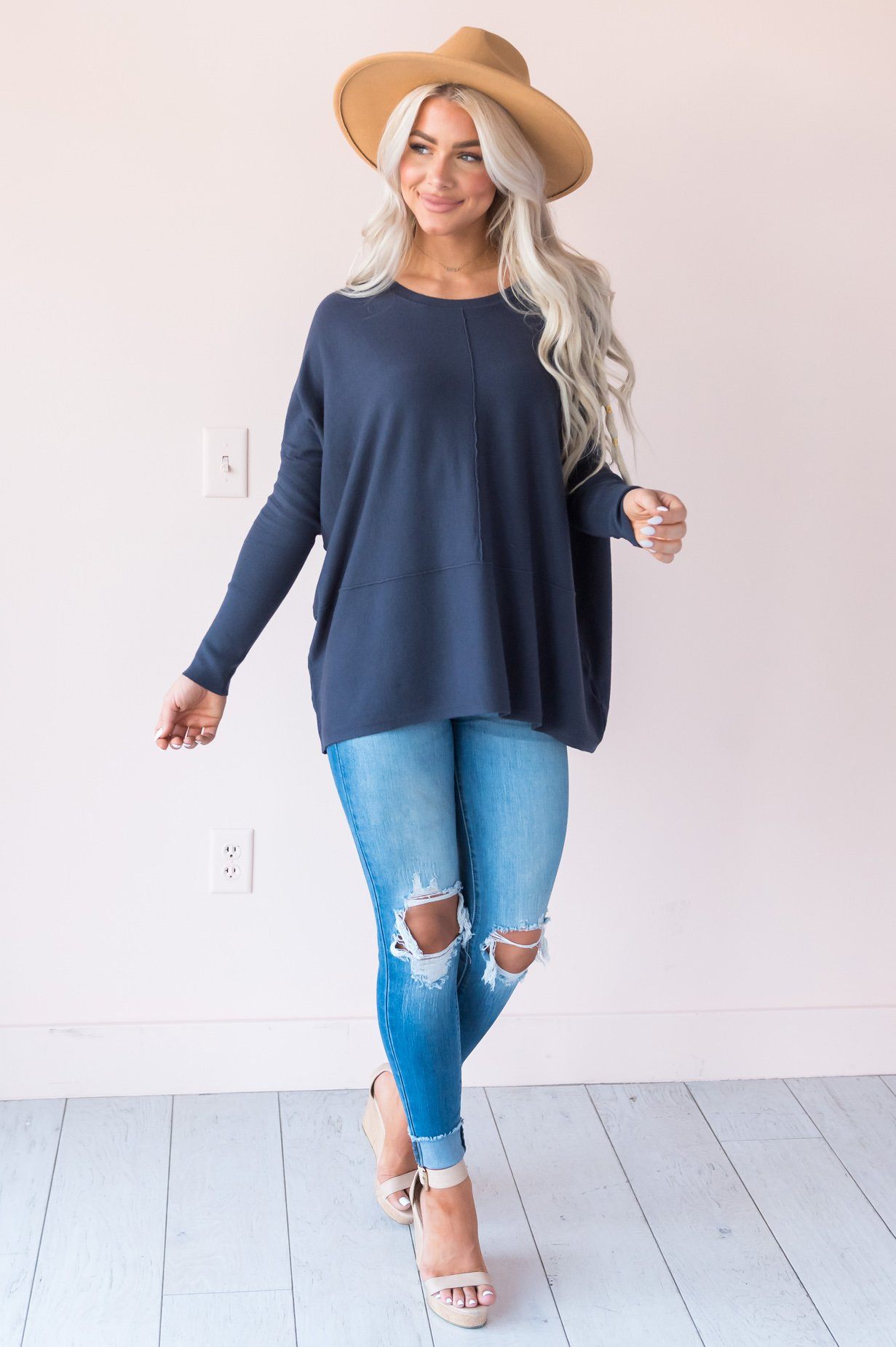 Crazy About You Modest Sweater Tops vendor-unknown