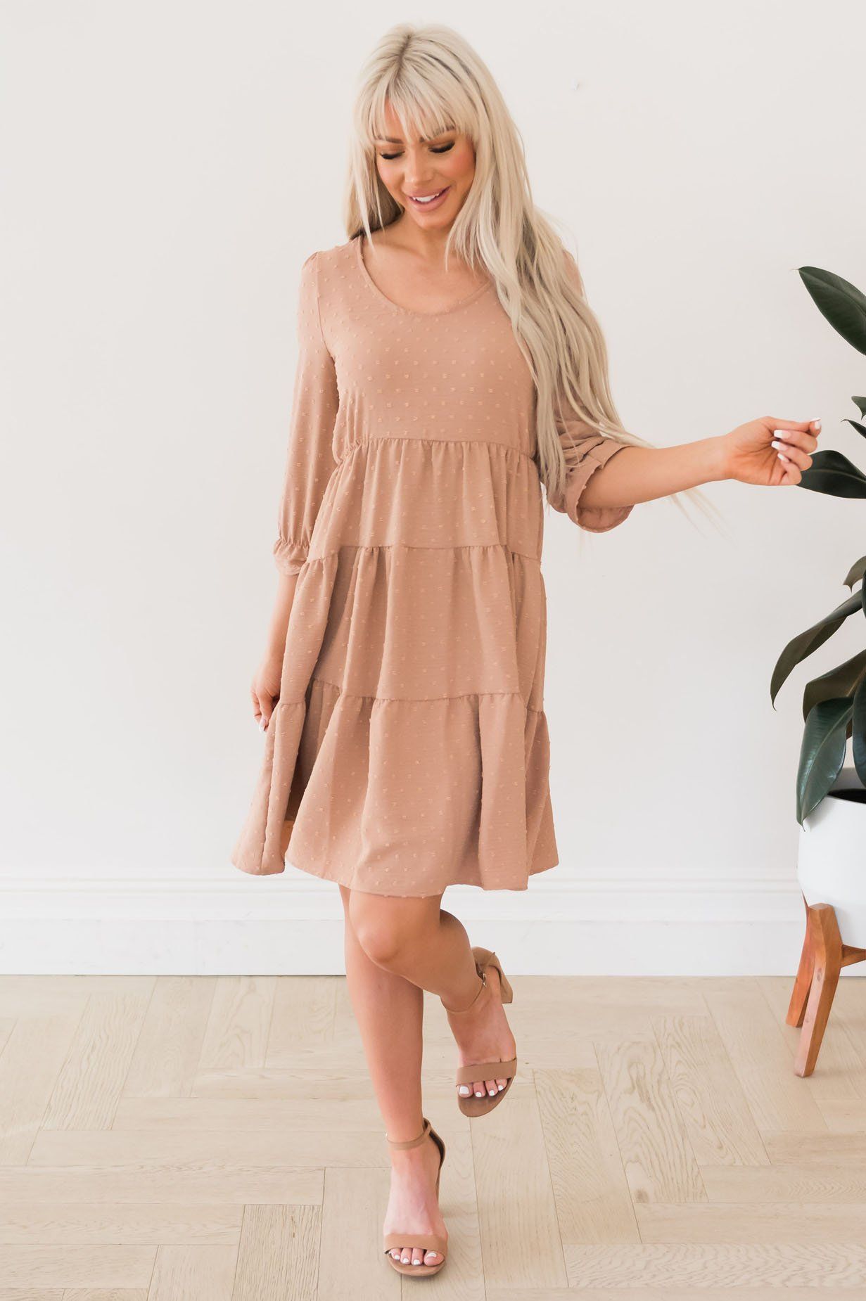 The Auston Swiss Dot Modest Dresses vendor-unknown