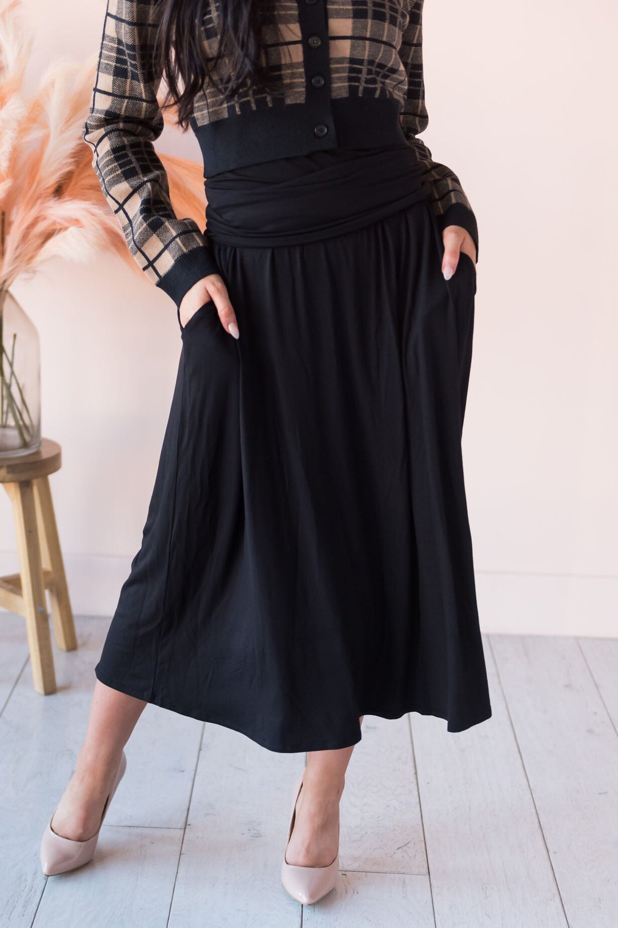 Back In Black Modest Pocket Skirt Skirts vendor-unknown