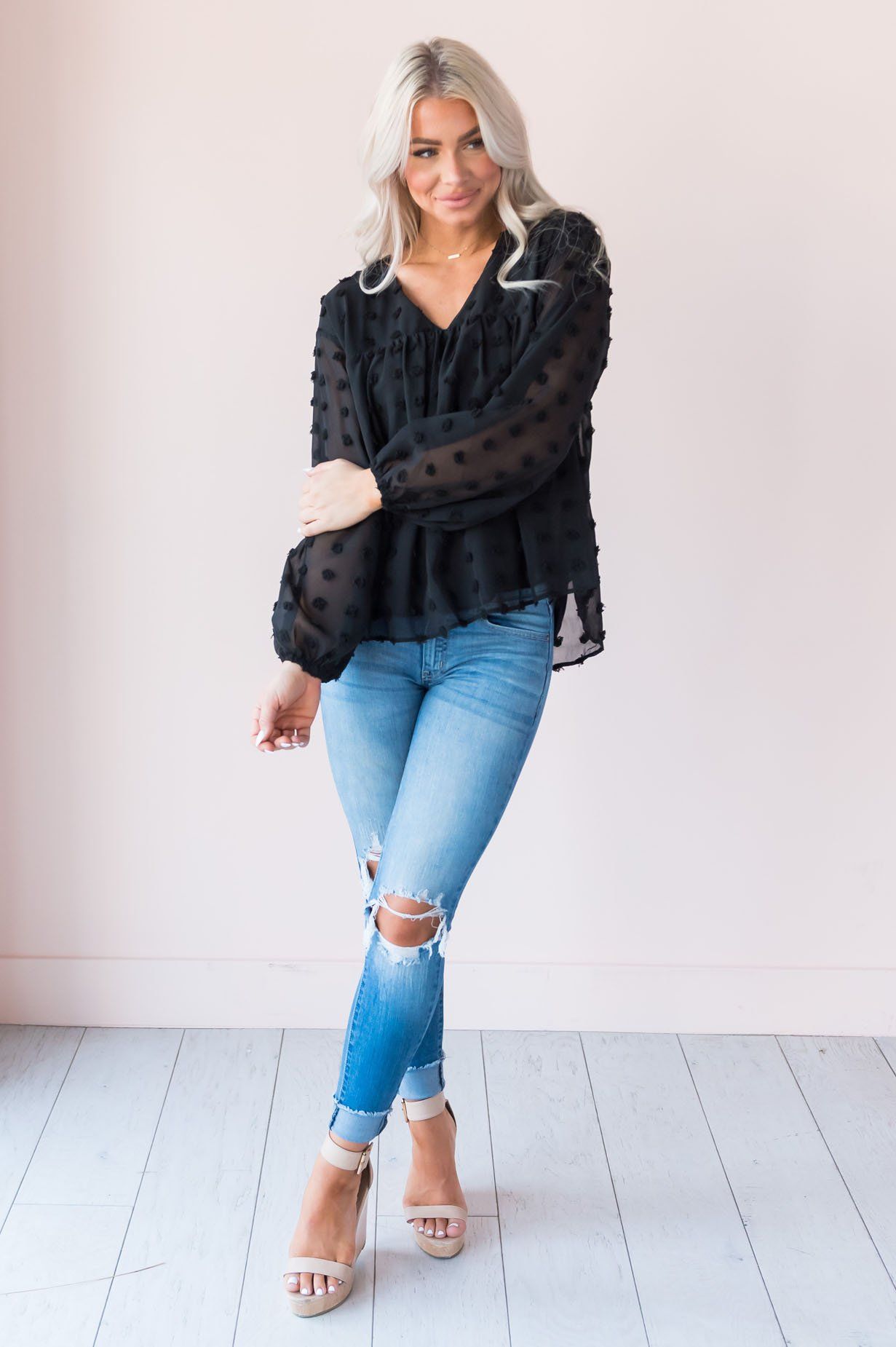 Adored Always Modest Blouse Tops vendor-unknown