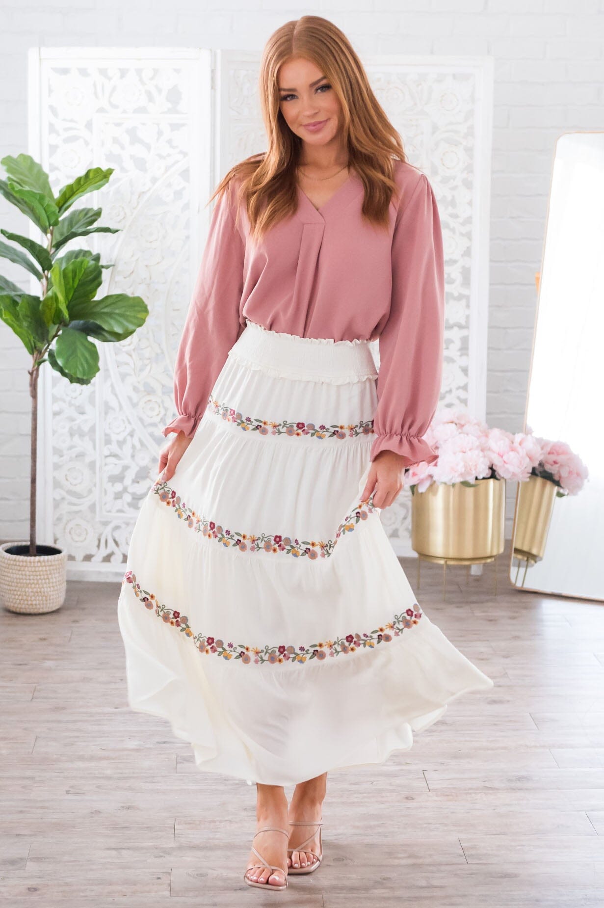 Sway My Way Modest Tiered Skirt Skirts vendor-unknown
