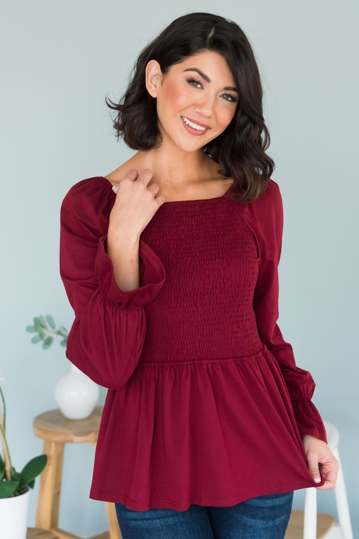 The Perfect Time Modest Blouse Tops vendor-unknown