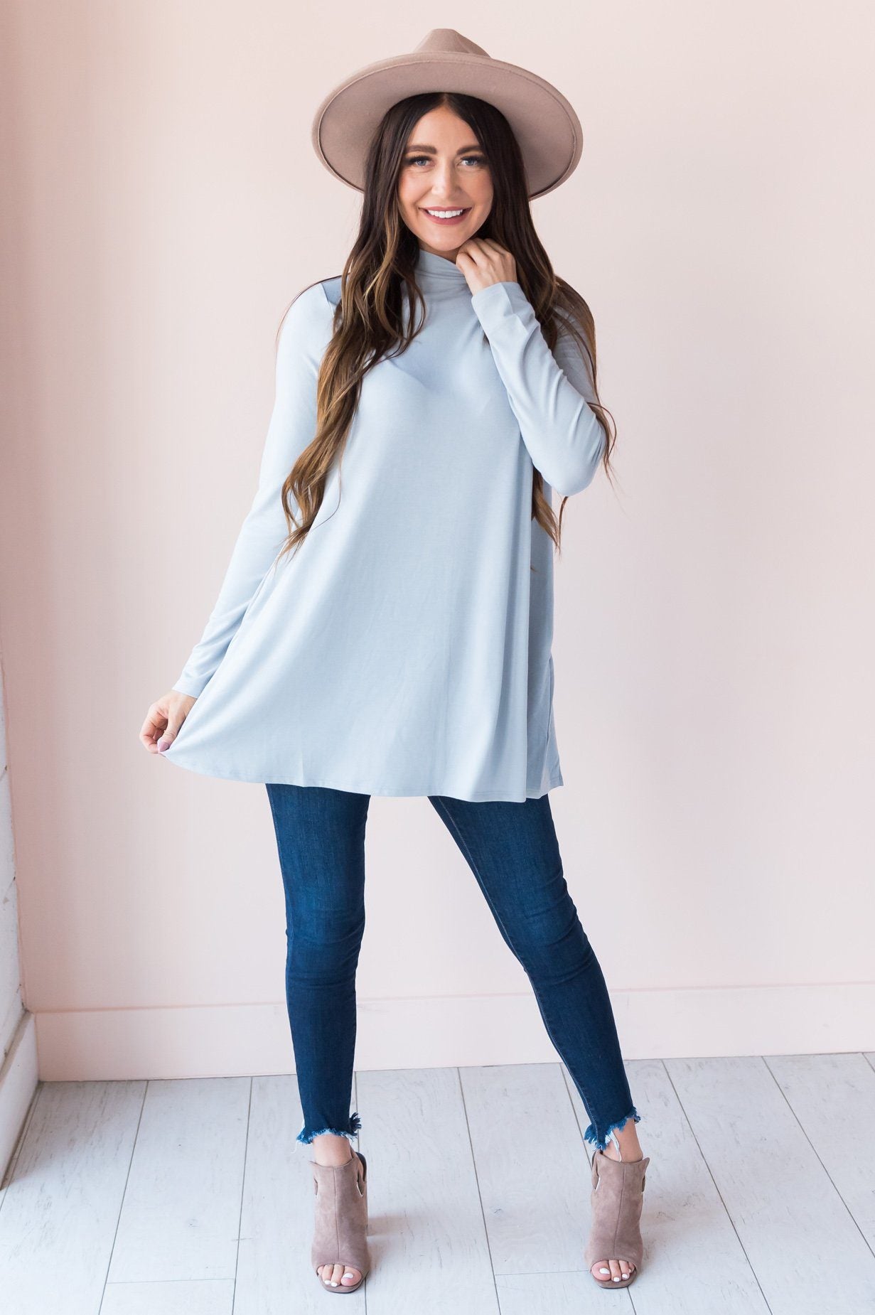 Beautiful Views Modest Polo Neck Top Tops vendor-unknown