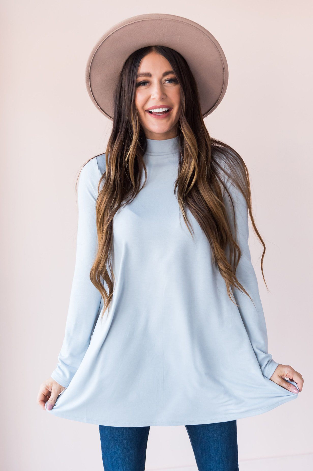 Beautiful Views Modest Polo Neck Top Tops vendor-unknown