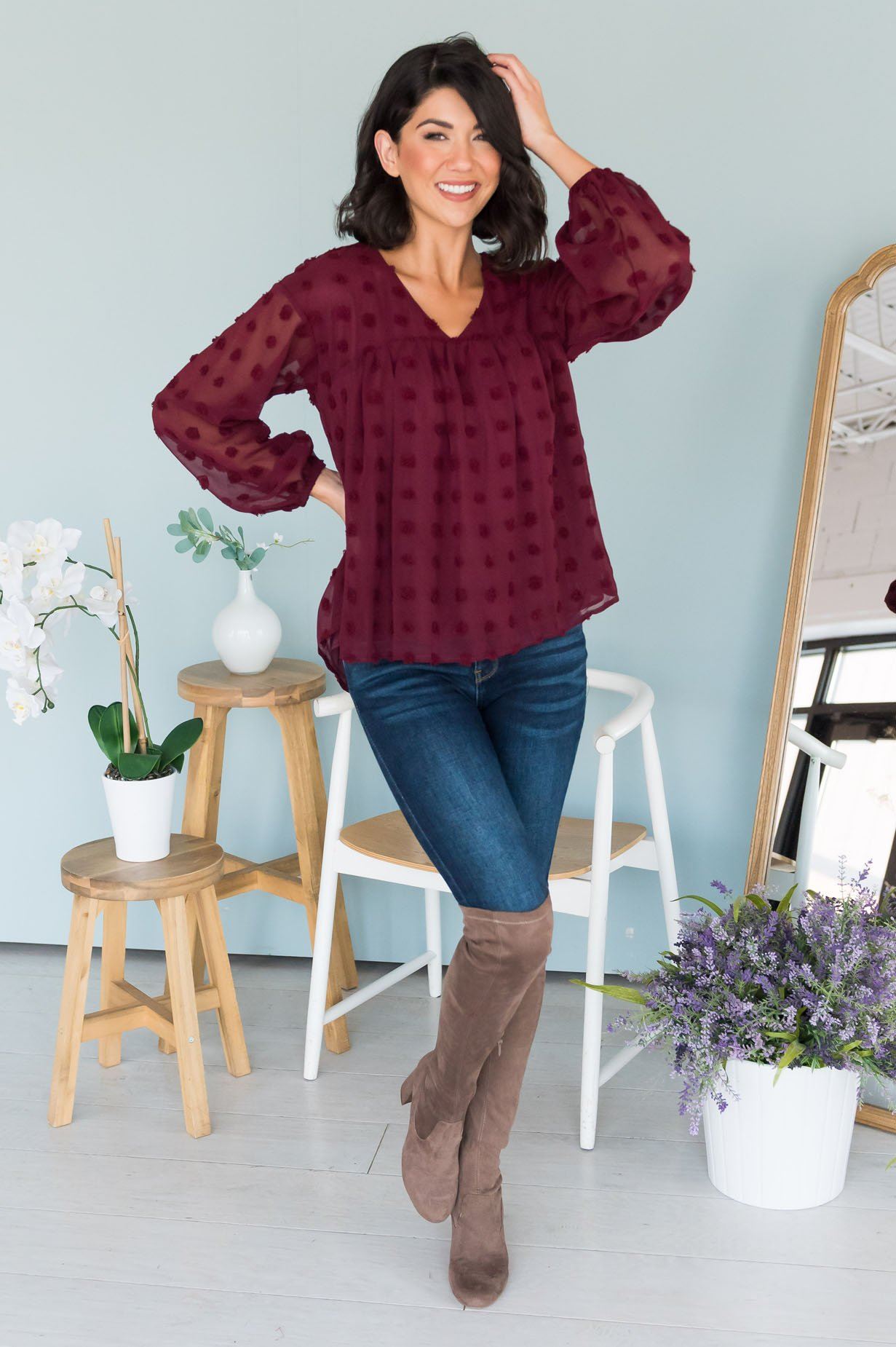 Adored Always Modest Blouse Tops vendor-unknown