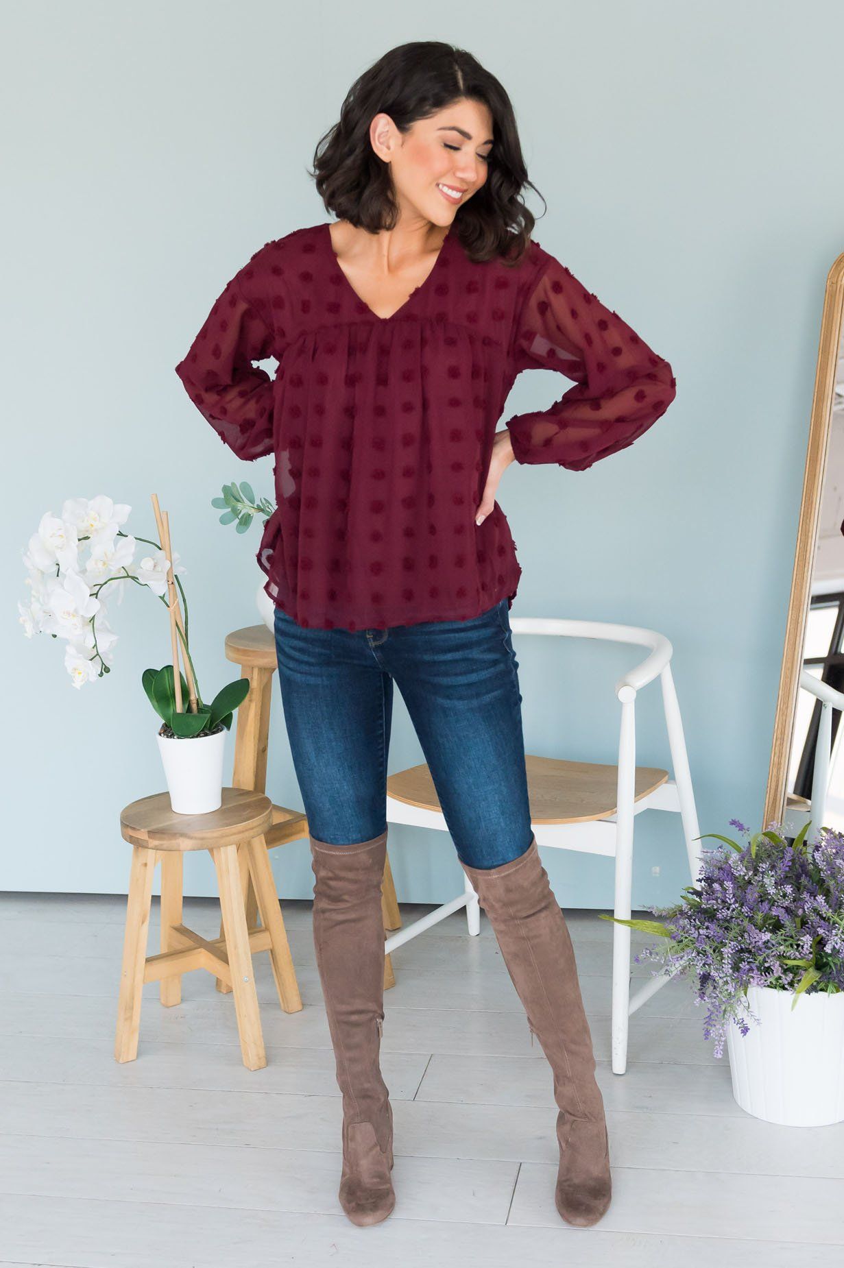 Adored Always Modest Blouse Tops vendor-unknown