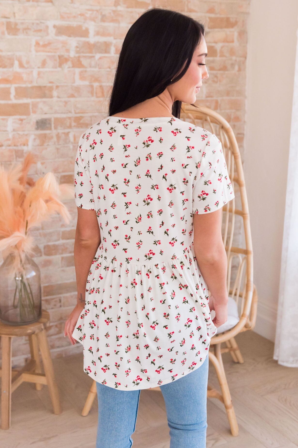 Falling For Flowers Modest Babydoll Top NeeSee's Dresses