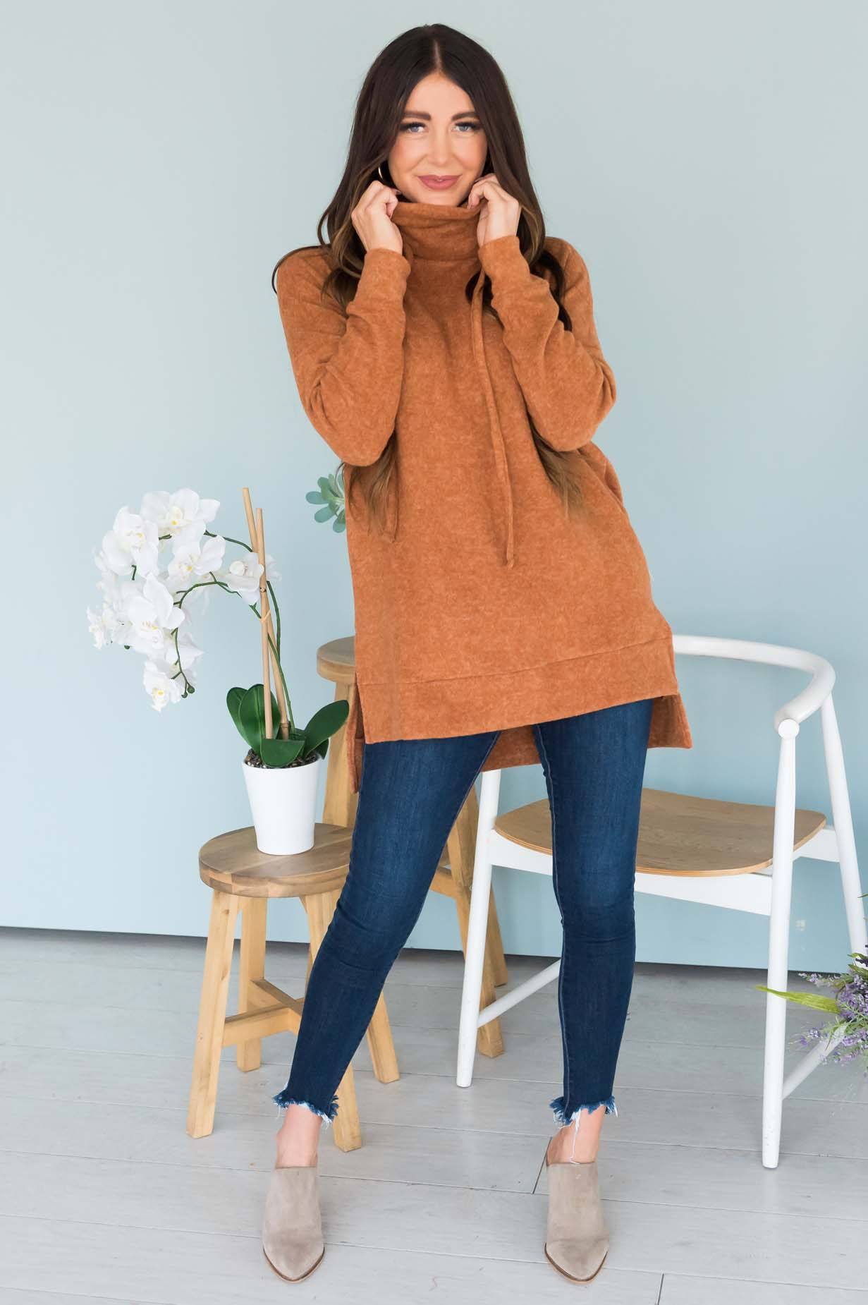 Comfy Cozy Modest Turtleneck Sweater Modest Dresses vendor-unknown