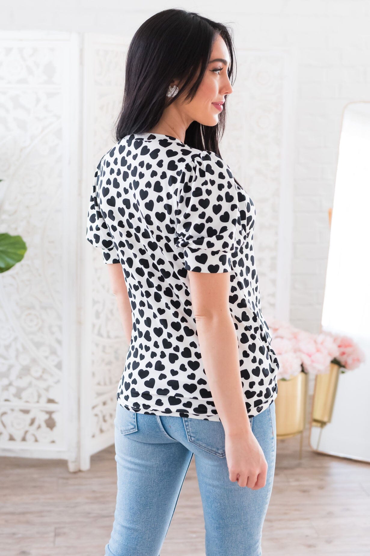 Heart To Heart Modest Puff Sleeve Top Modest Dresses vendor-unknown