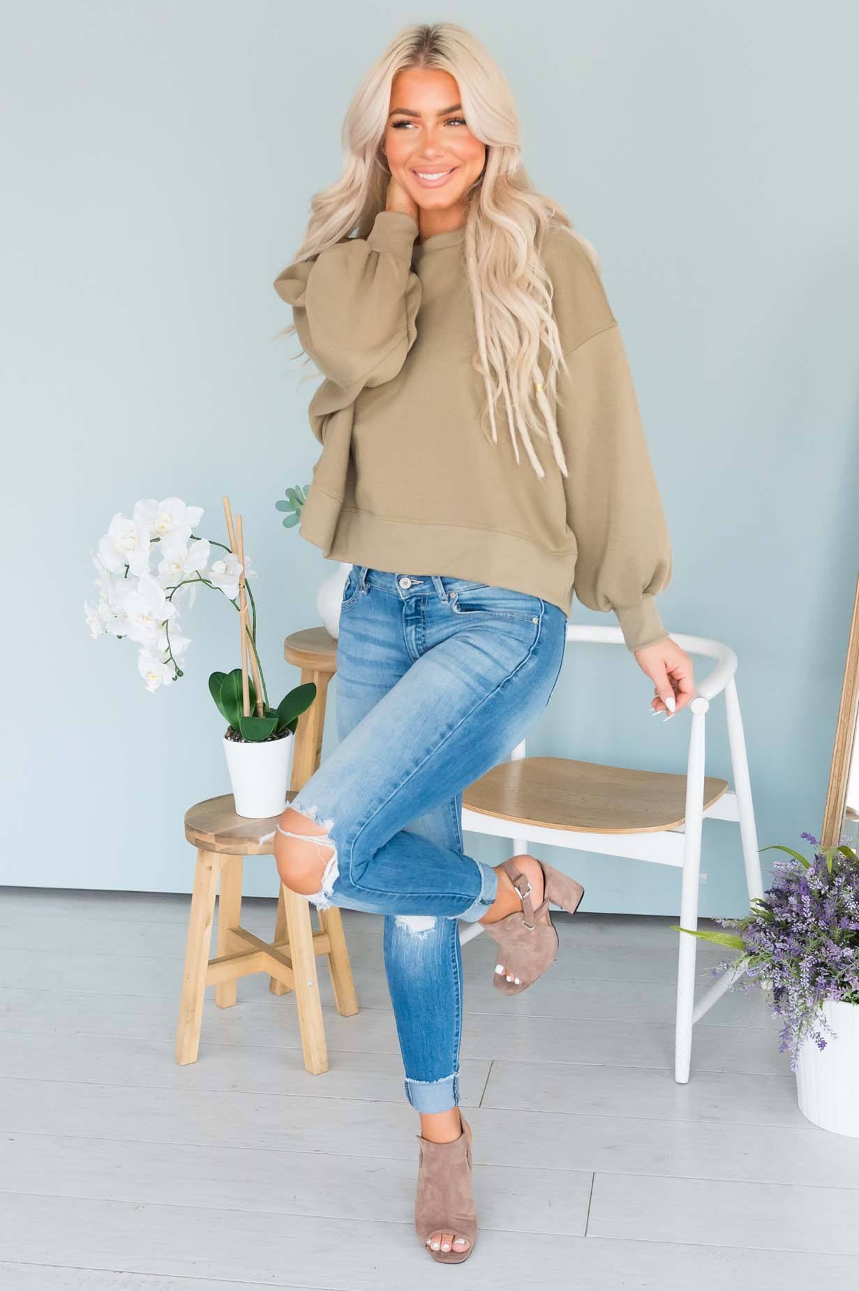 September Sunsets Modest Crewneck Modest Dresses vendor-unknown