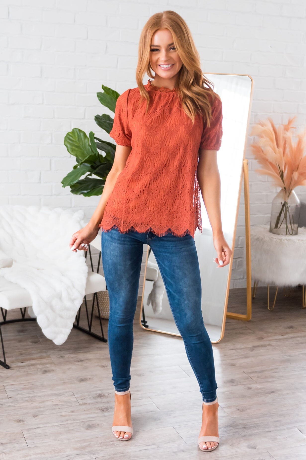 Lovely Elegance Modest Lace Blouse Tops vendor-unknown