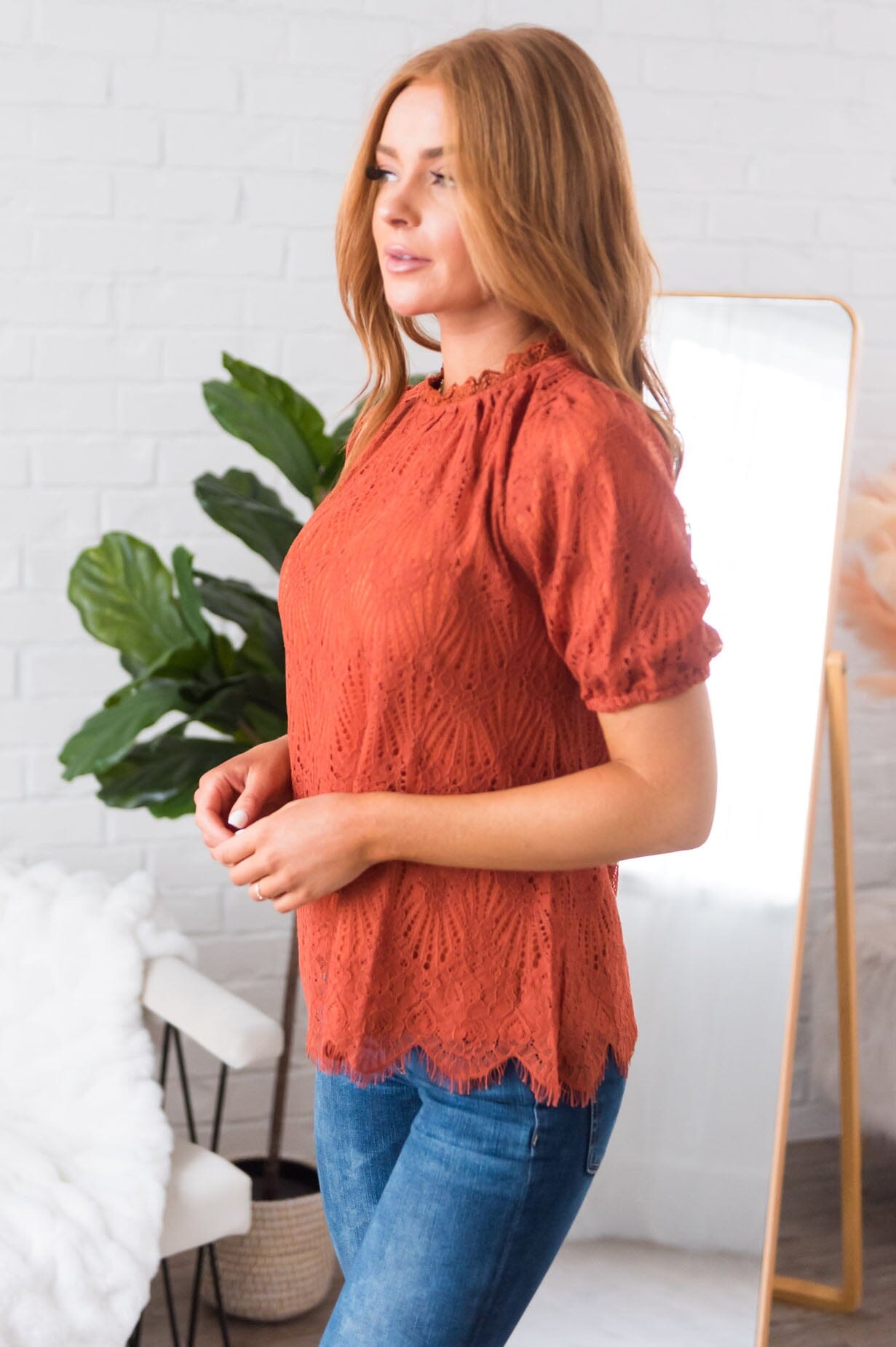 Lovely Elegance Modest Lace Blouse Tops vendor-unknown