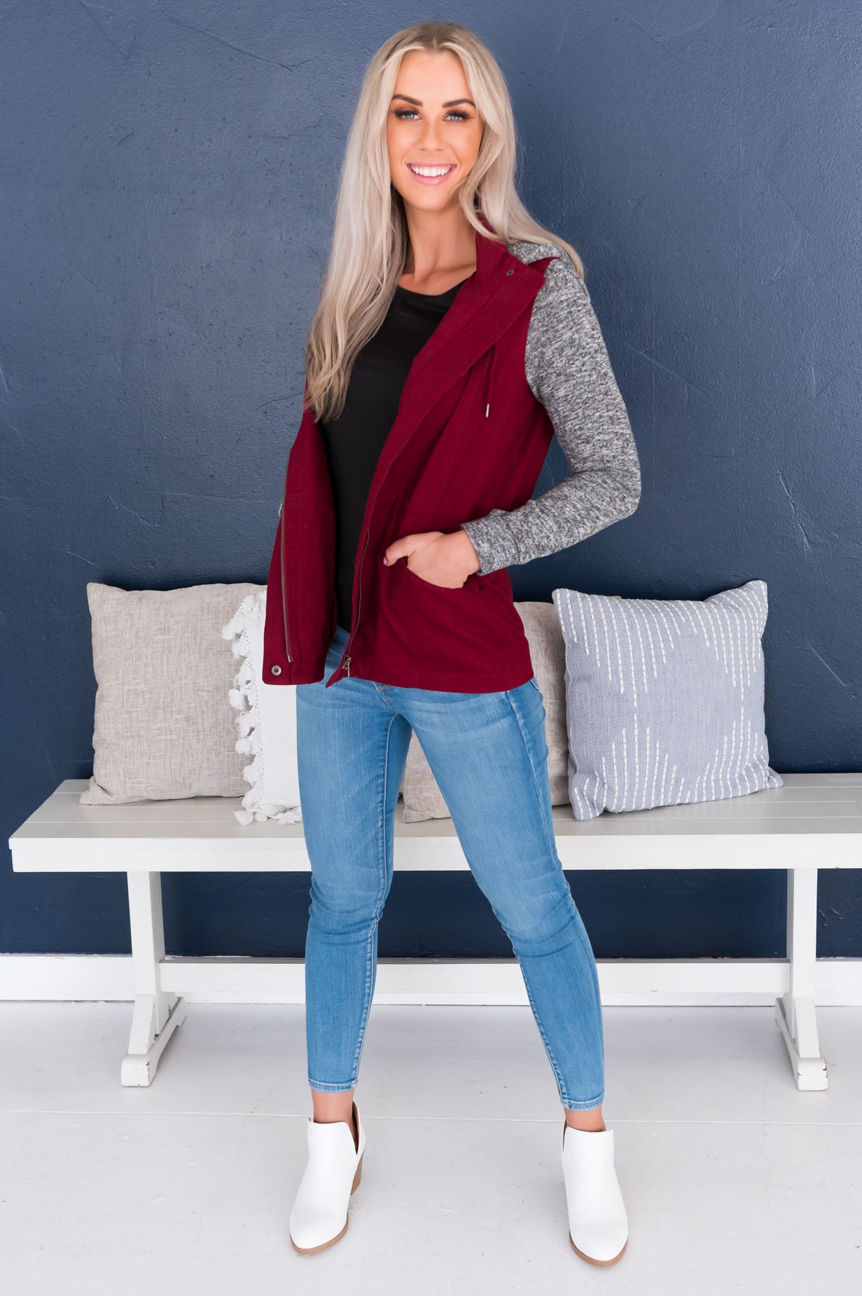 Bring on Fall Modest Light Weight Zip-Up Hoodie Modest Dresses vendor-unknown