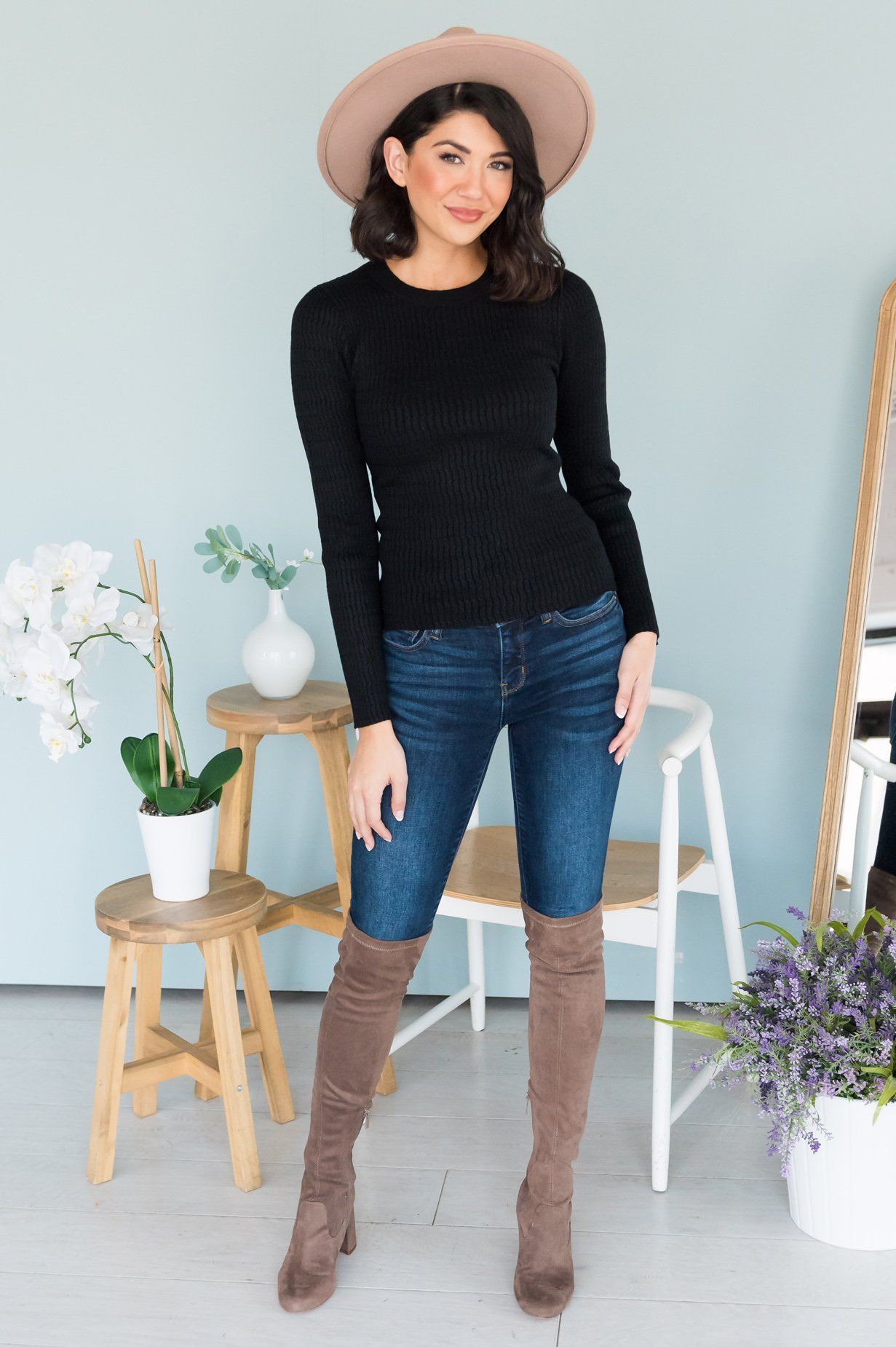 Fall Favorite Modest Sweater Top Tops vendor-unknown