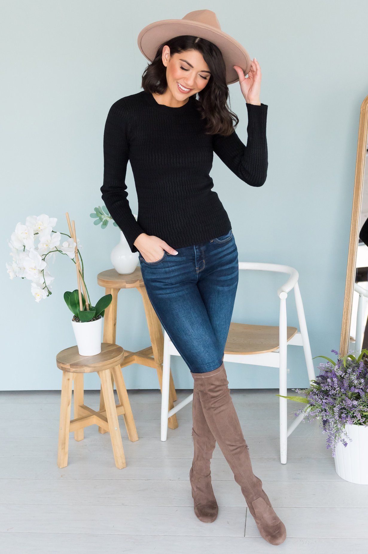 Fall Favorite Modest Sweater Top Tops vendor-unknown