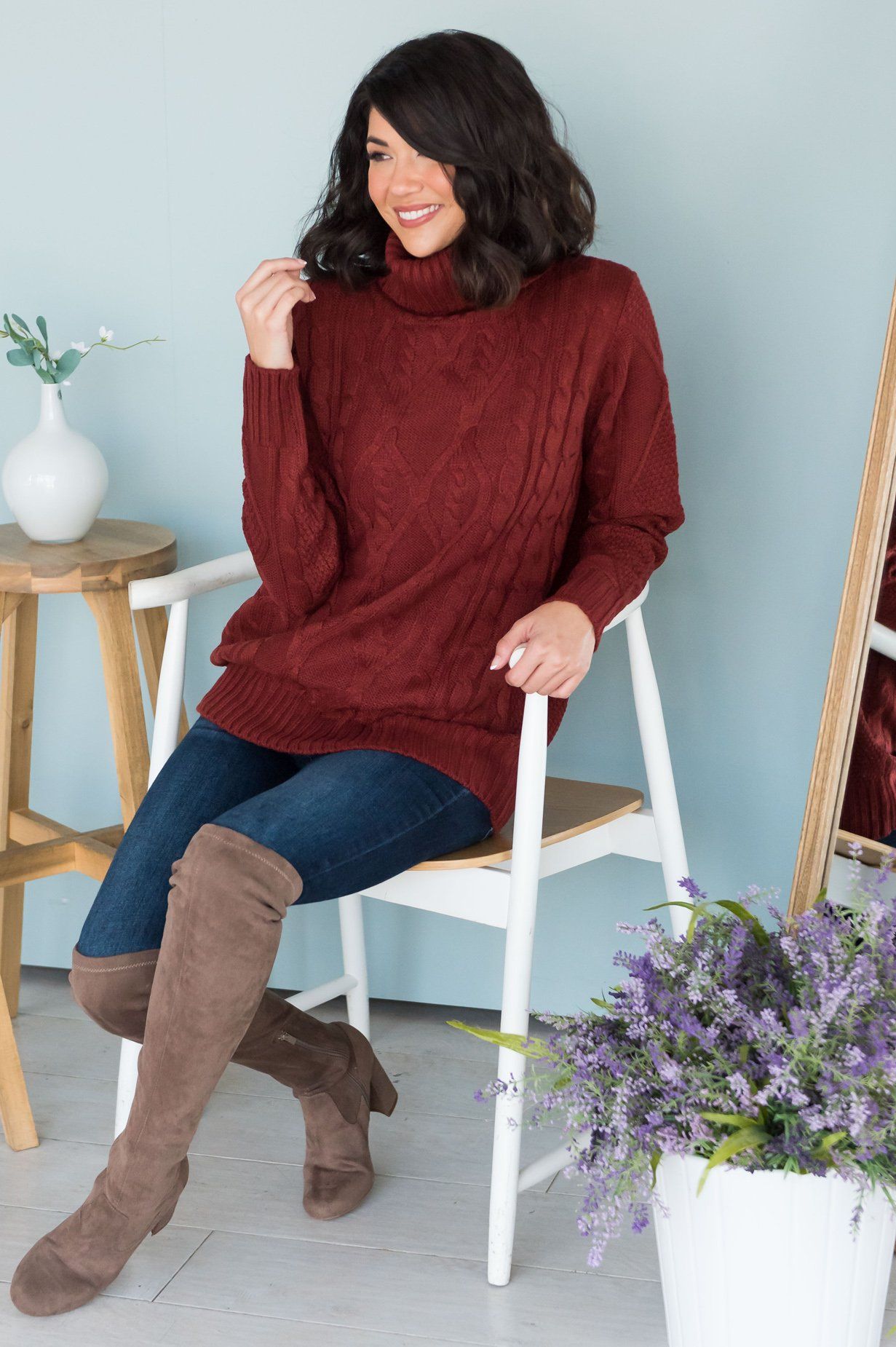 Spiced Smiles Modest Turtleneck Sweater Modest Dresses vendor-unknown