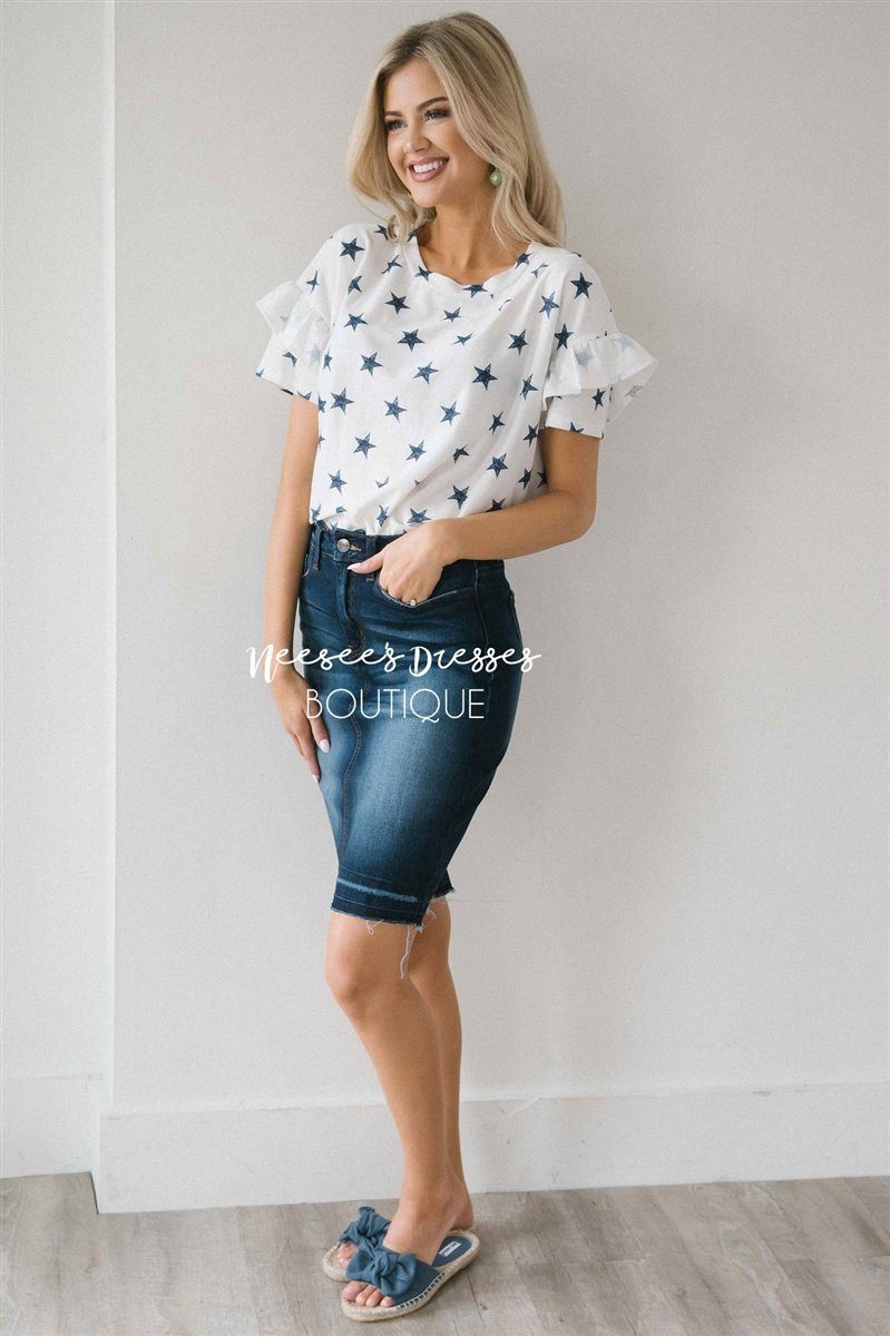 Dark Indigo Denim Skirt NEW vendor-unknown