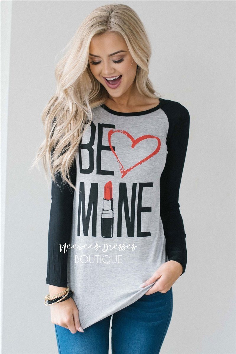 Be Mine Lipstick Top Tops vendor-unknown Gray S