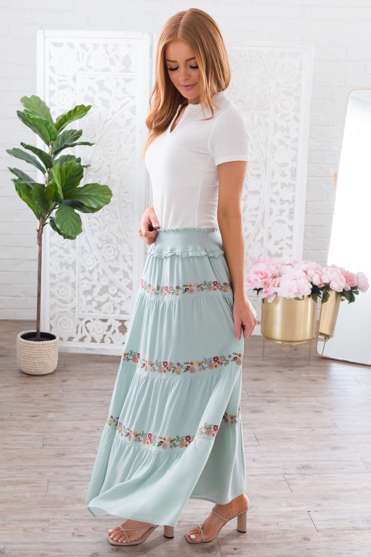 Sway My Way Modest Tiered Skirt Skirts vendor-unknown