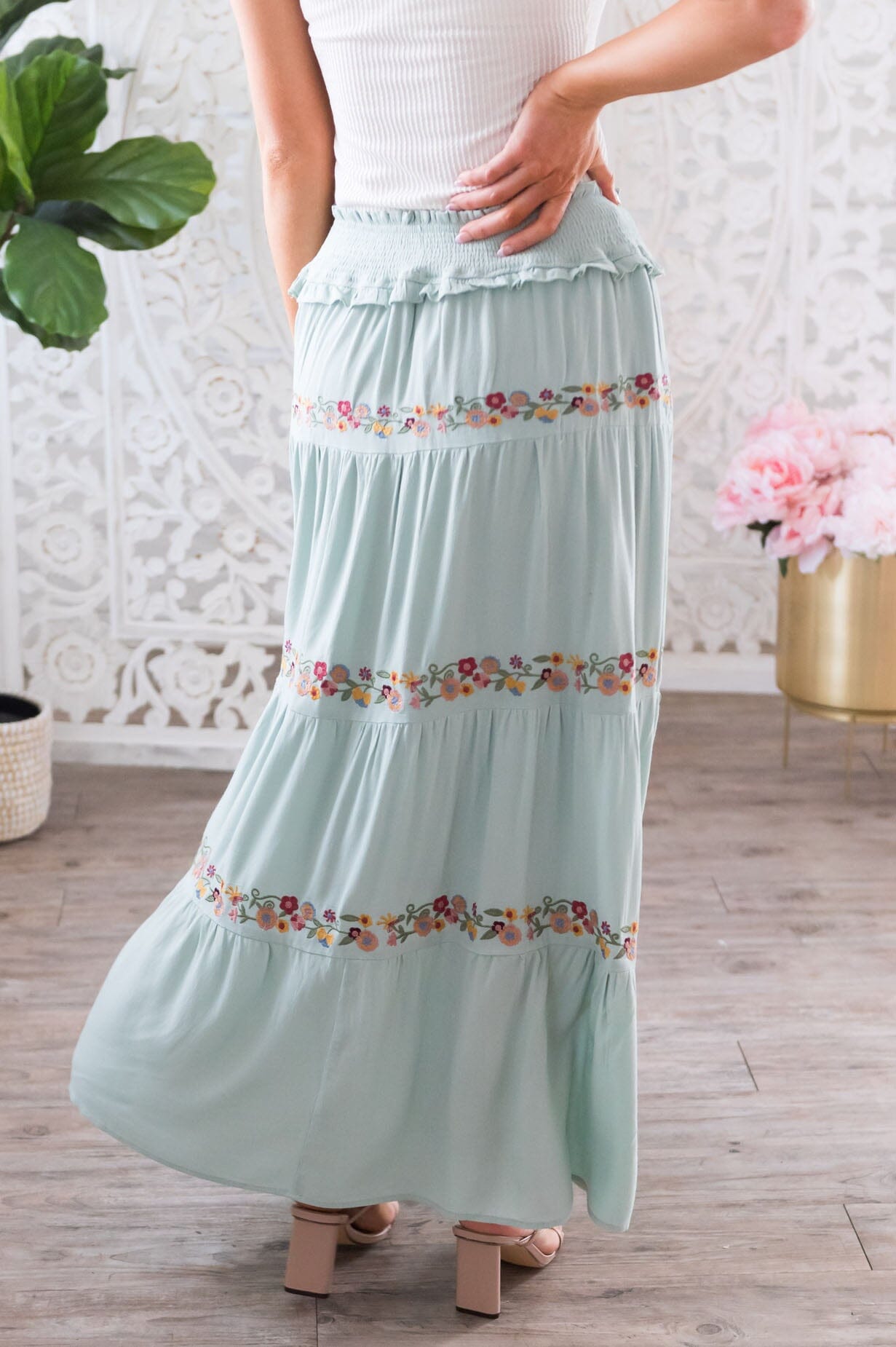 Sway My Way Modest Tiered Skirt Skirts vendor-unknown