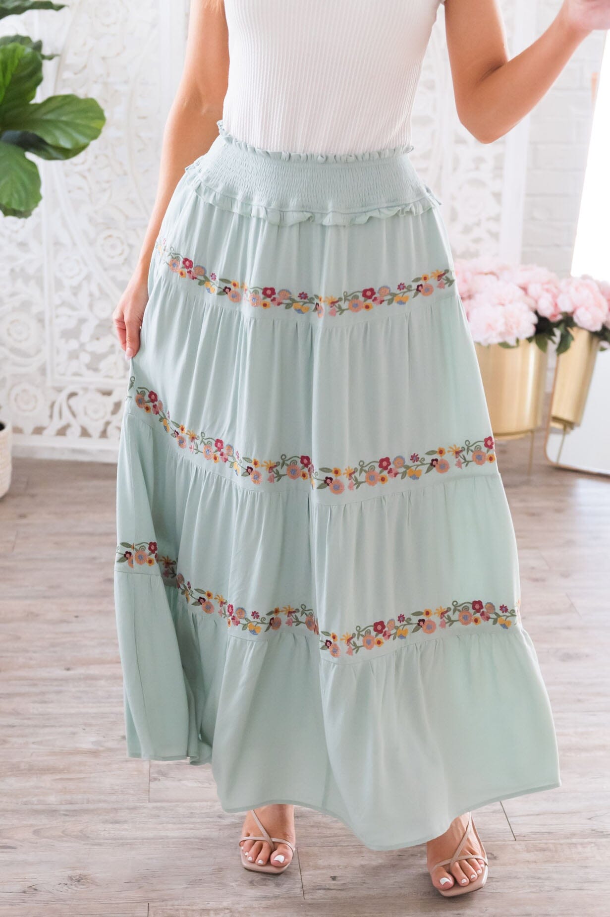 Sway My Way Modest Tiered Skirt Skirts vendor-unknown