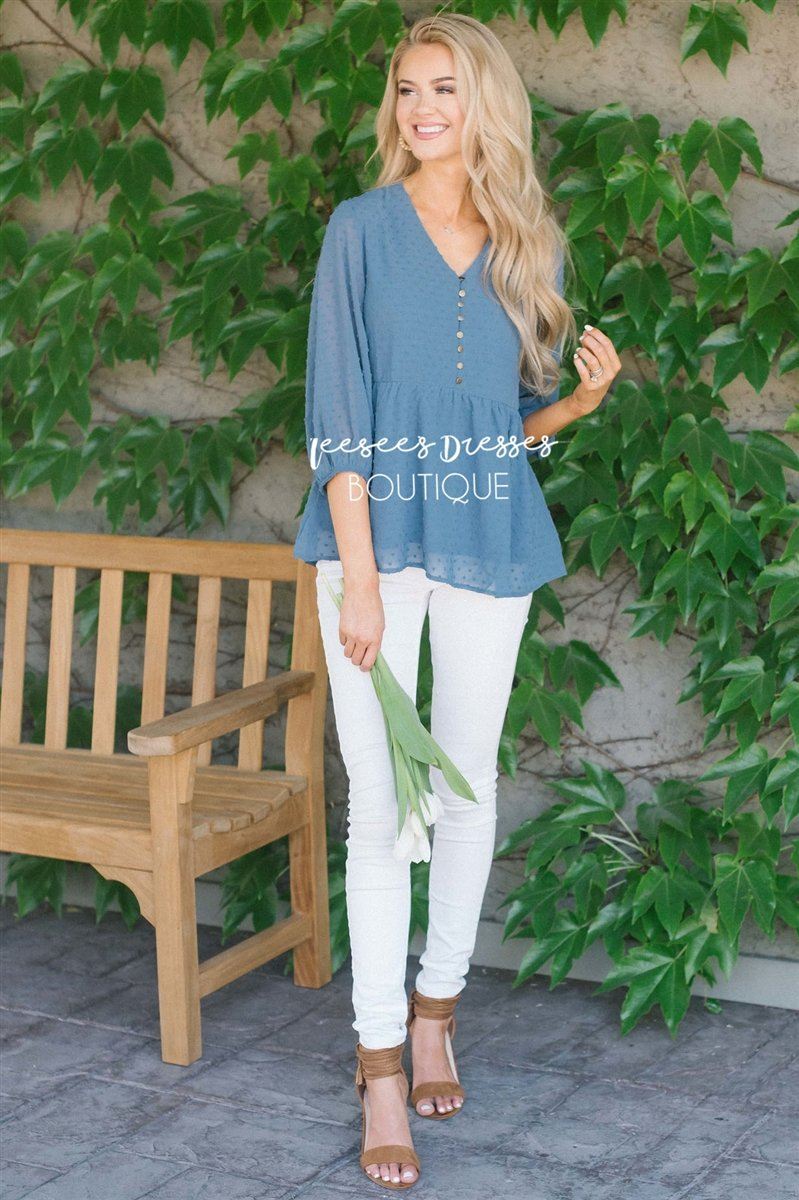 Polka Dot Embroidered Baby Doll Top Tops vendor-unknown