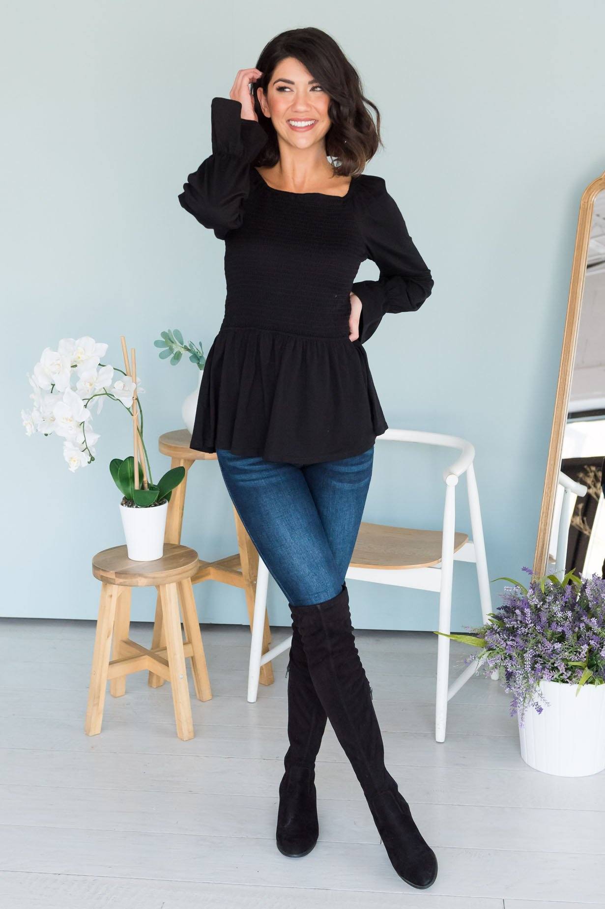 The Perfect Time Modest Blouse Tops vendor-unknown