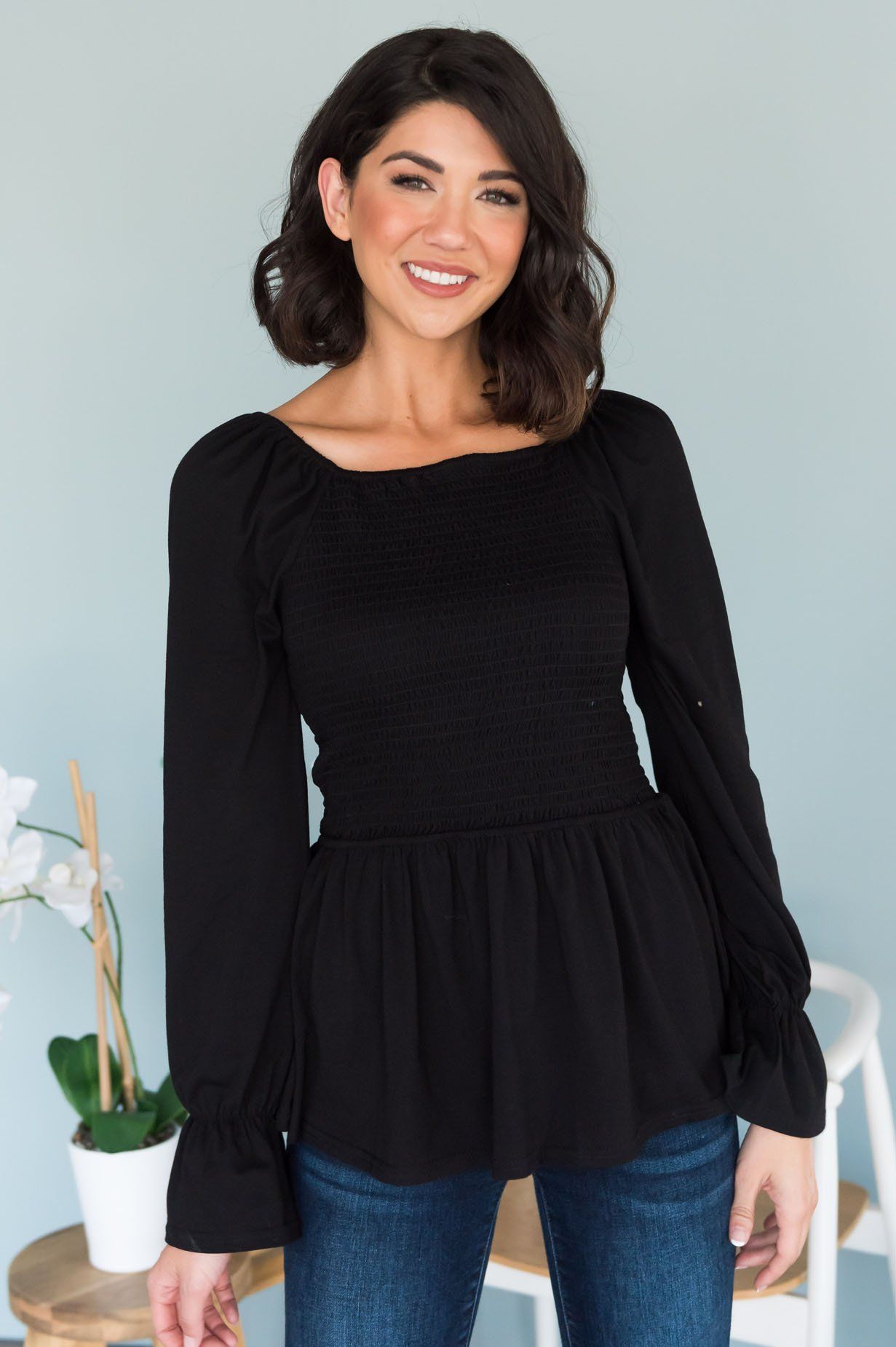 The Perfect Time Modest Blouse Tops vendor-unknown