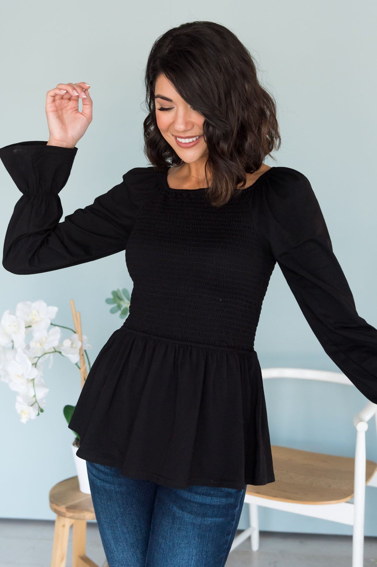 The Perfect Time Modest Blouse Tops vendor-unknown