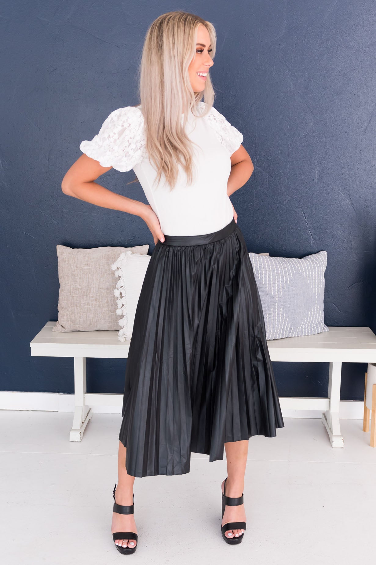 Falling For You Modest Pleat Skirt NeeSee's Dresses