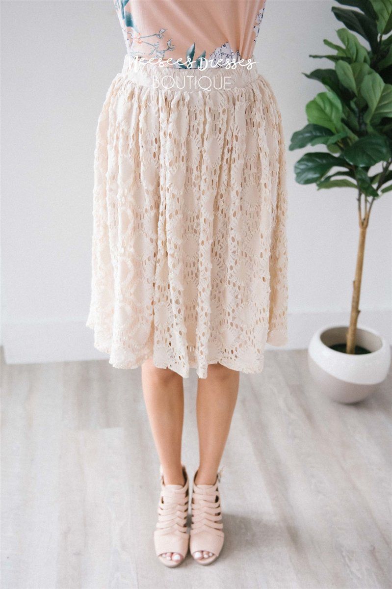Stunning Cream Lace Skirt Skirts vendor-unknown