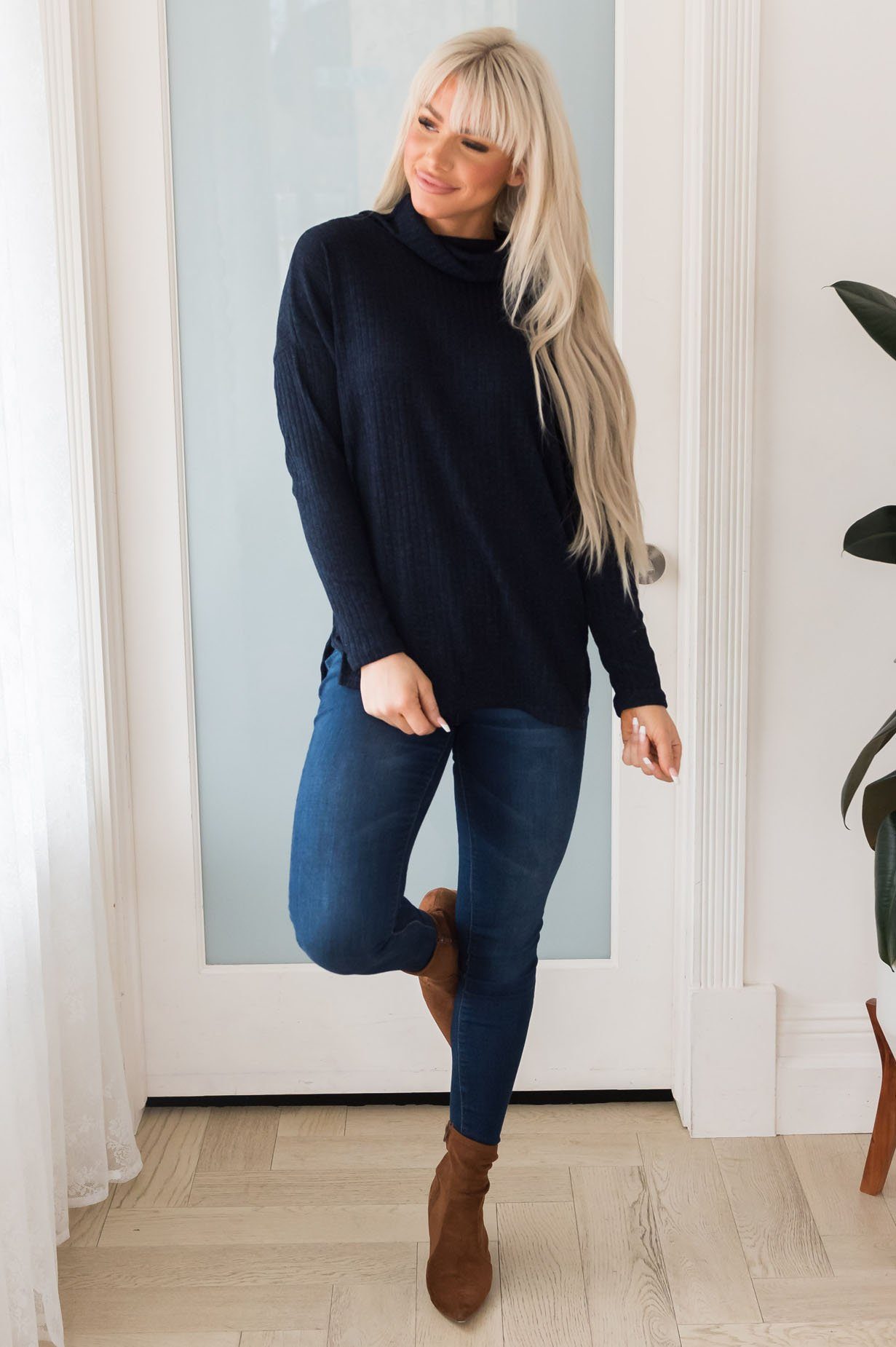Cozy Basic Modest Turtleneck Modest Dresses vendor-unknown