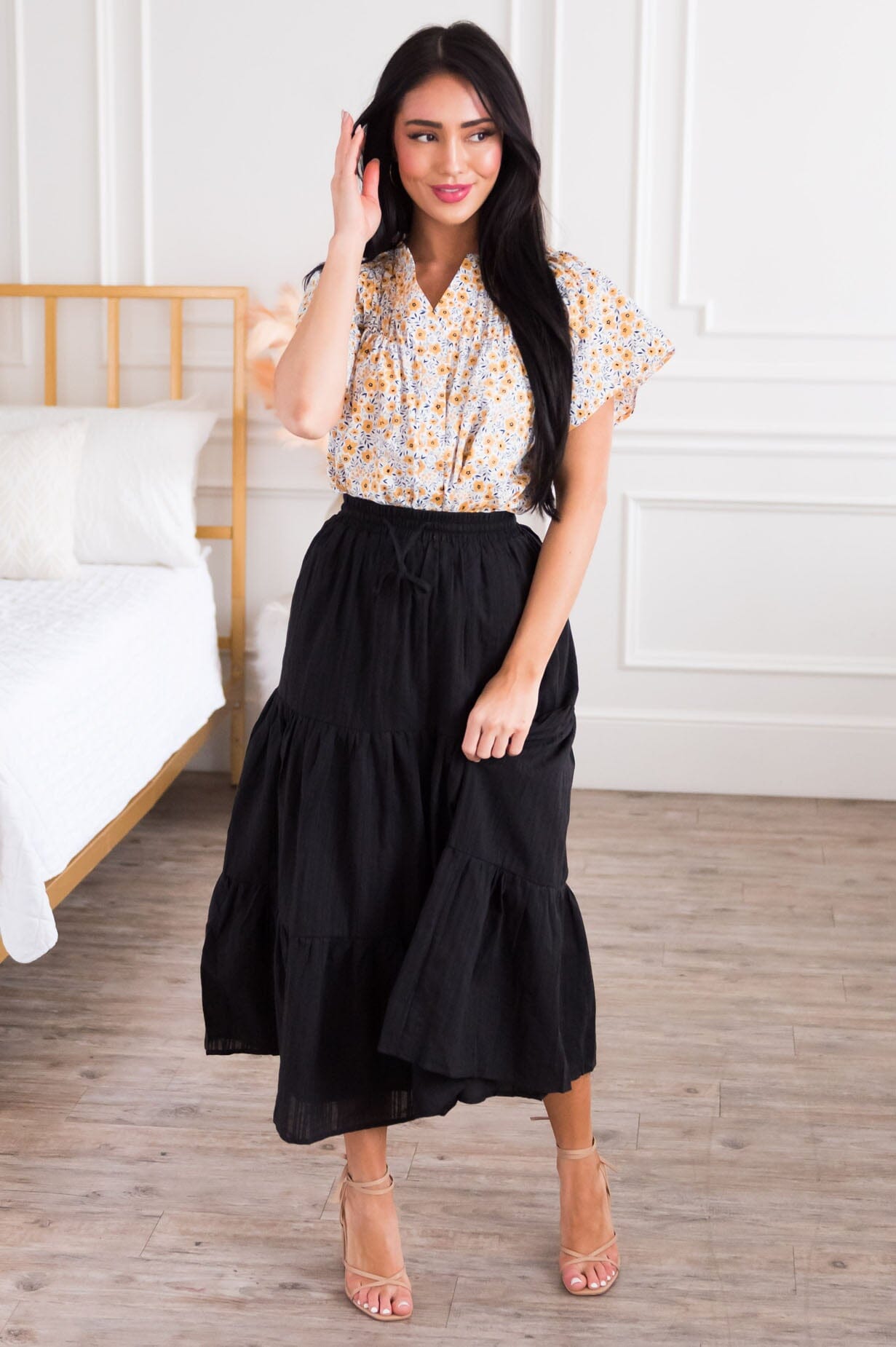 First Impressions Modest Tiered Skirt Modest Dresses vendor-unknown