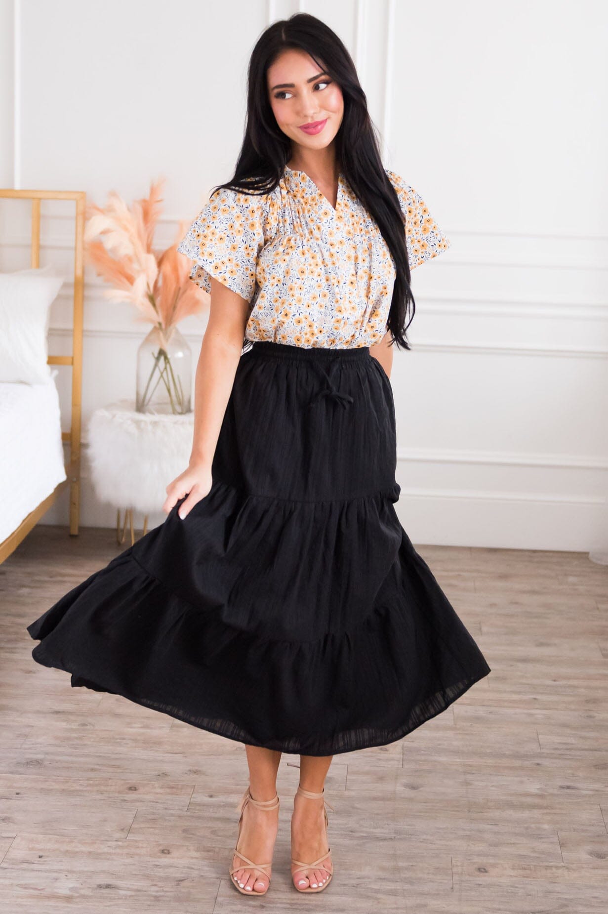 First Impressions Modest Tiered Skirt Modest Dresses vendor-unknown