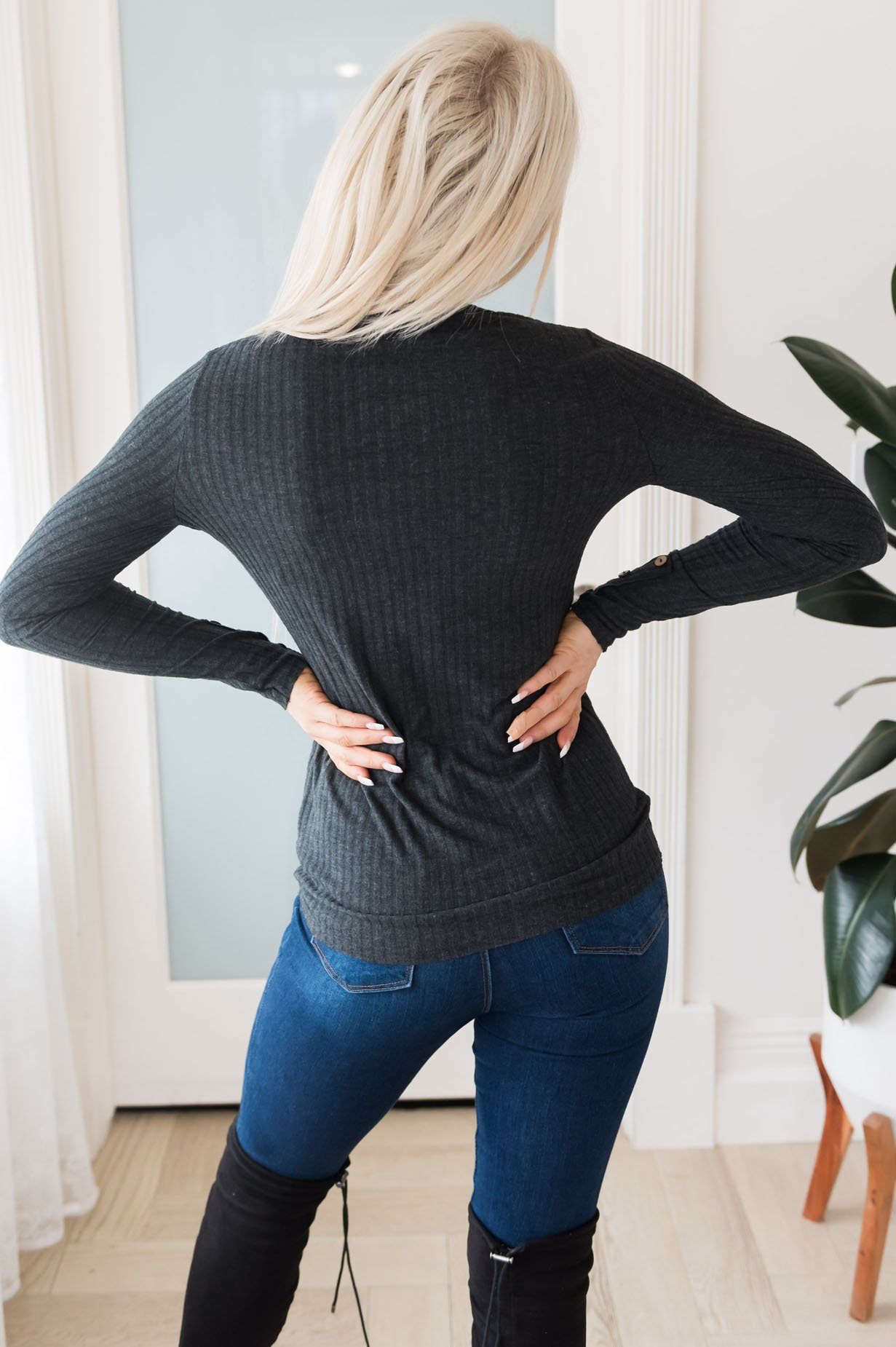 Blissful Ribbed Modest Top Modest Dresses vendor-unknown