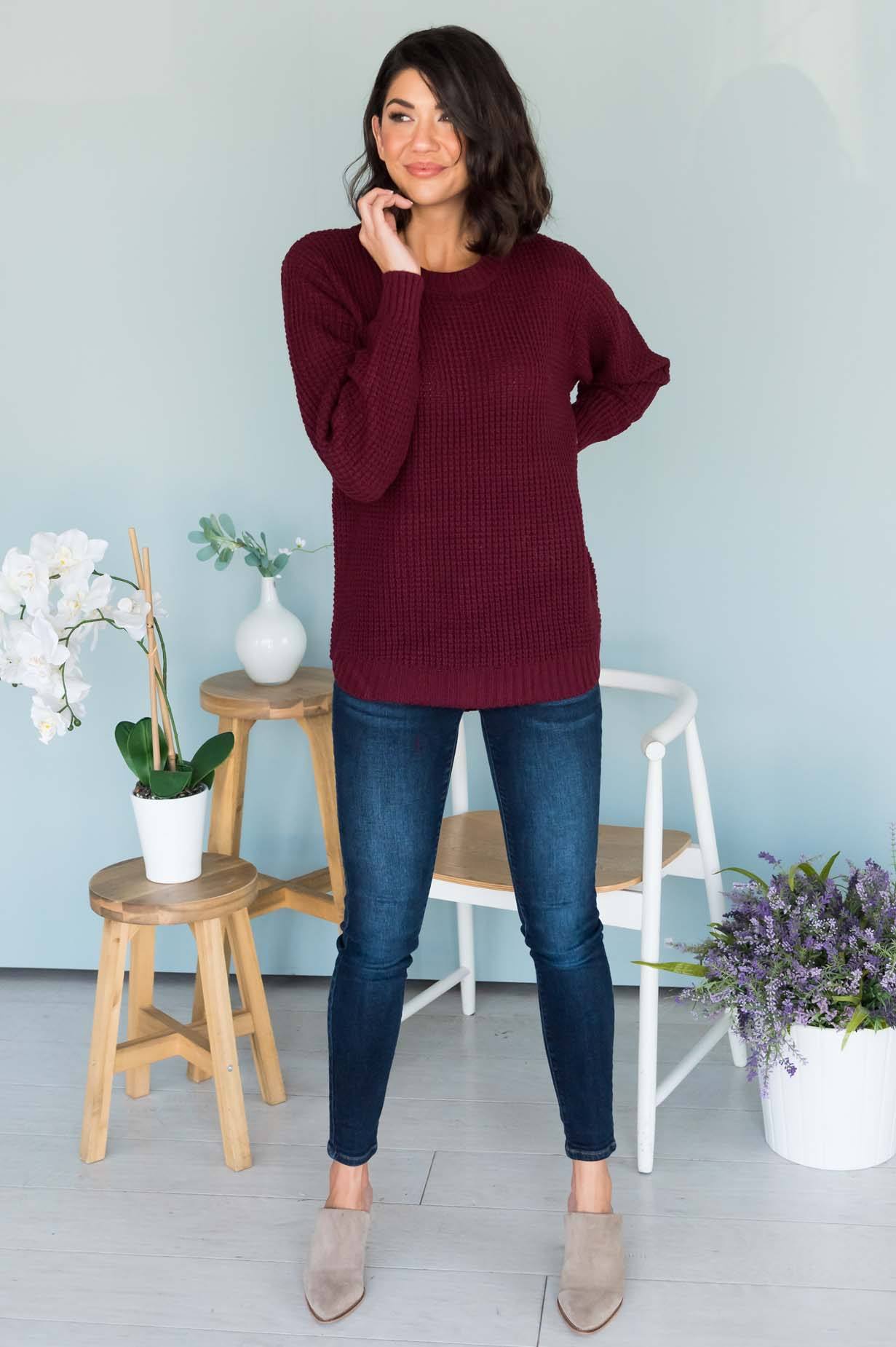 Fall Retreat Rib Stitch Modest Sweater Modest Dresses vendor-unknown
