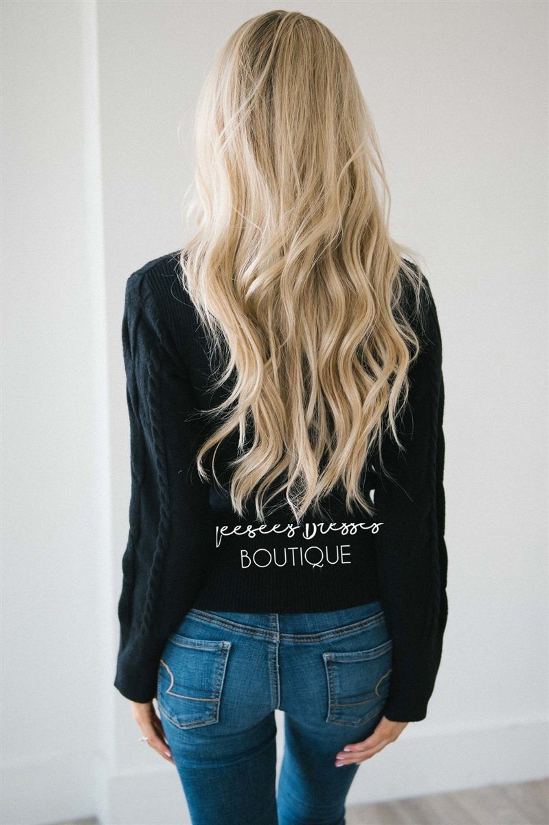 Cable Knit Detail Turtle Neck Tops vendor-unknown