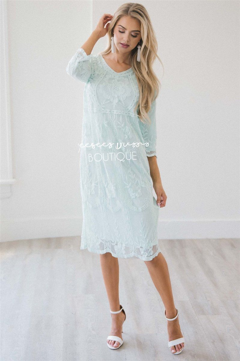 Day Dreamer Lace Dress in Pastel Mint Modest Dresses vendor-unknown Pastel Mint Small/Medium