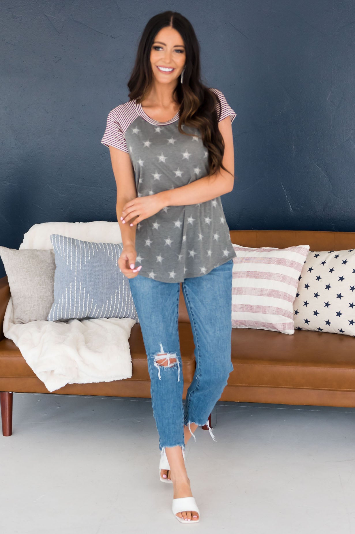 American Vibes Modest Baseball Tee Tops vendor-unknown