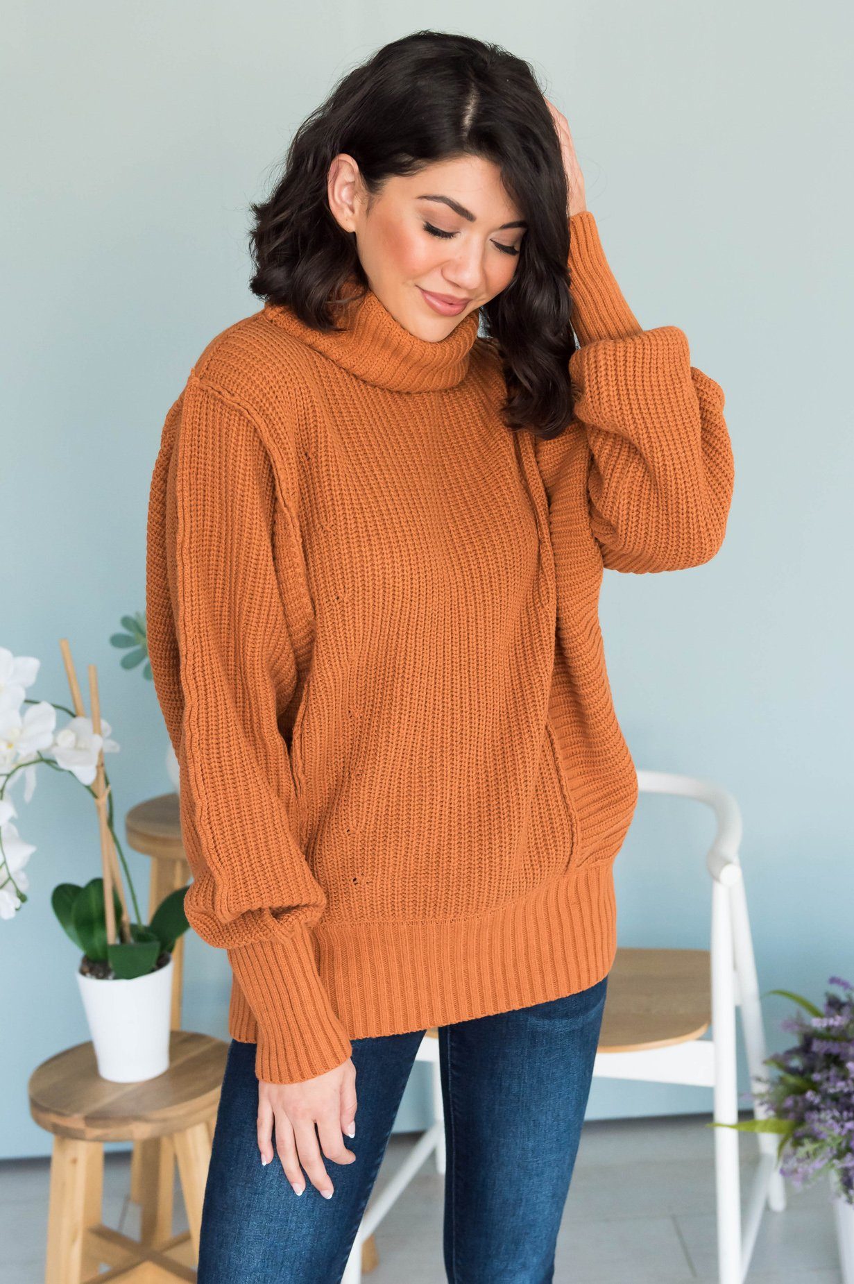 Taste of Fall Chunky Turtleneck modest Sweater Modest Dresses vendor-unknown